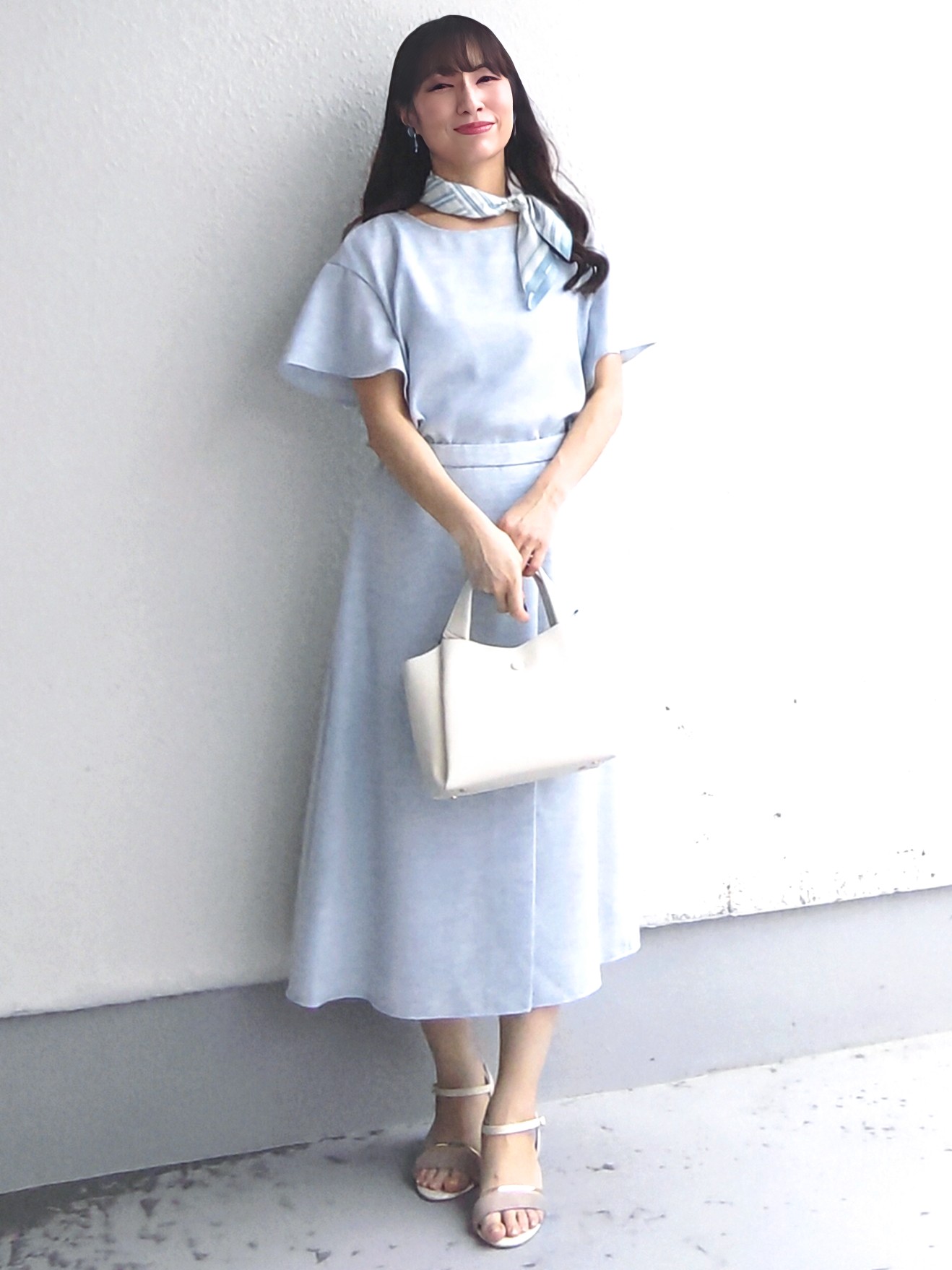 keinaさんの「SunaUna｜【手洗い可／日本製】リネンライク フリル袖ブラウス」を使ったコーディネート