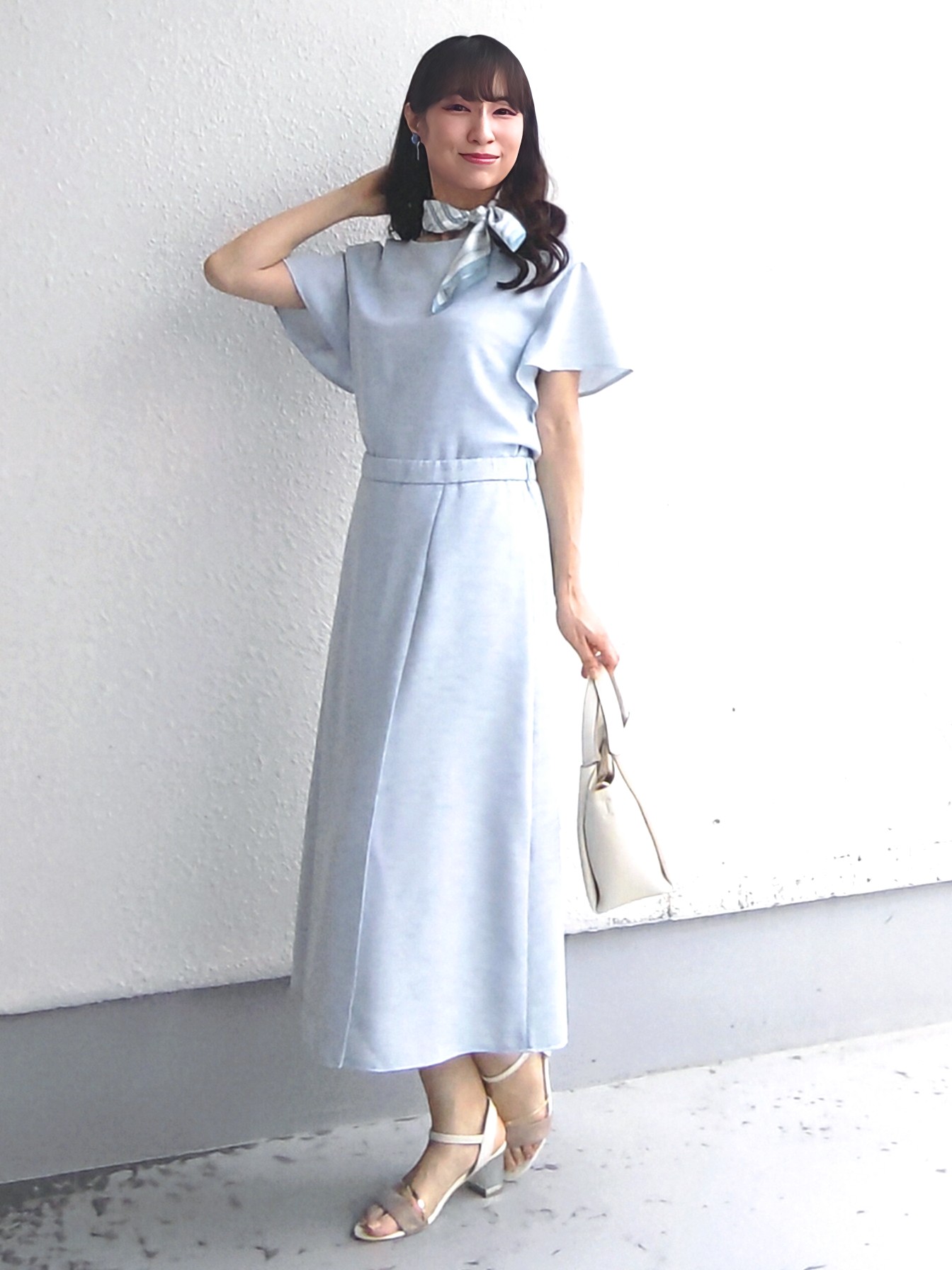 keinaさんの「SunaUna｜【手洗い可／日本製】リネンライク フリル袖ブラウス」を使ったコーディネート