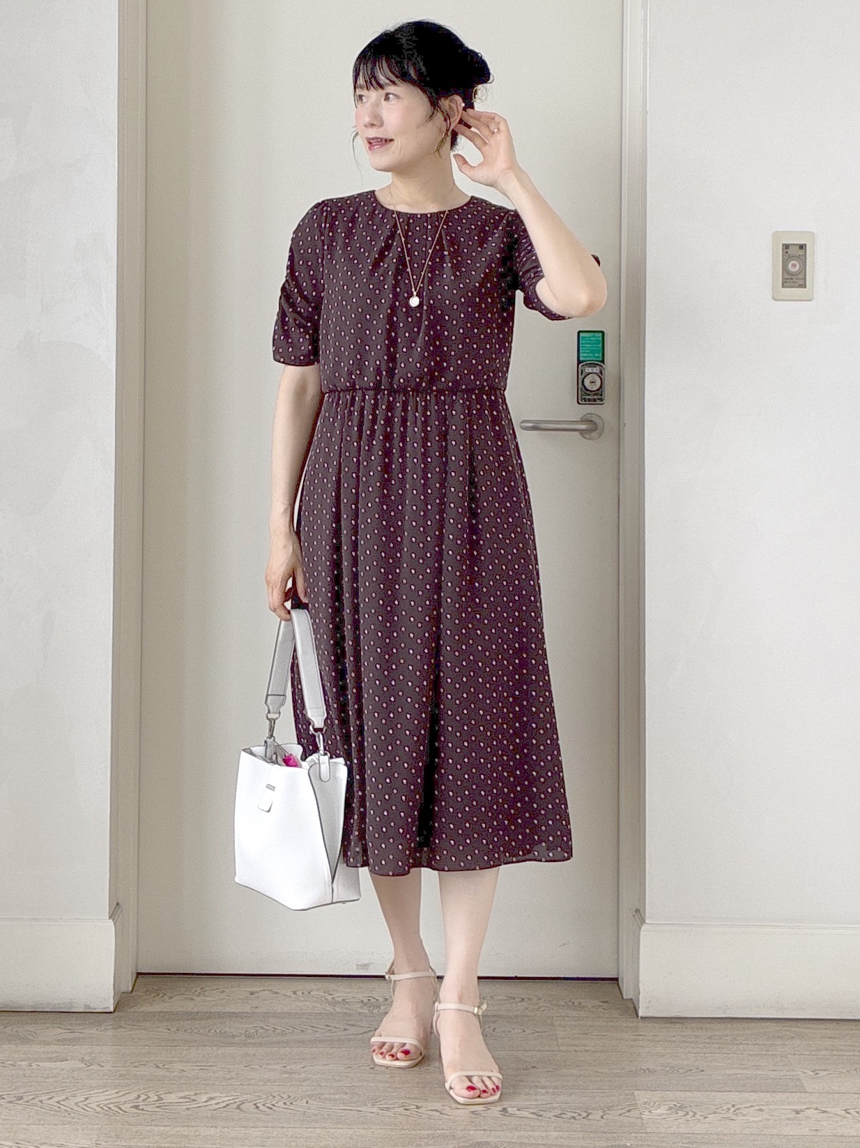  beni_gingerさんの「Reflect｜小紋柄ジョーゼットワンピース」を使ったコーディネート