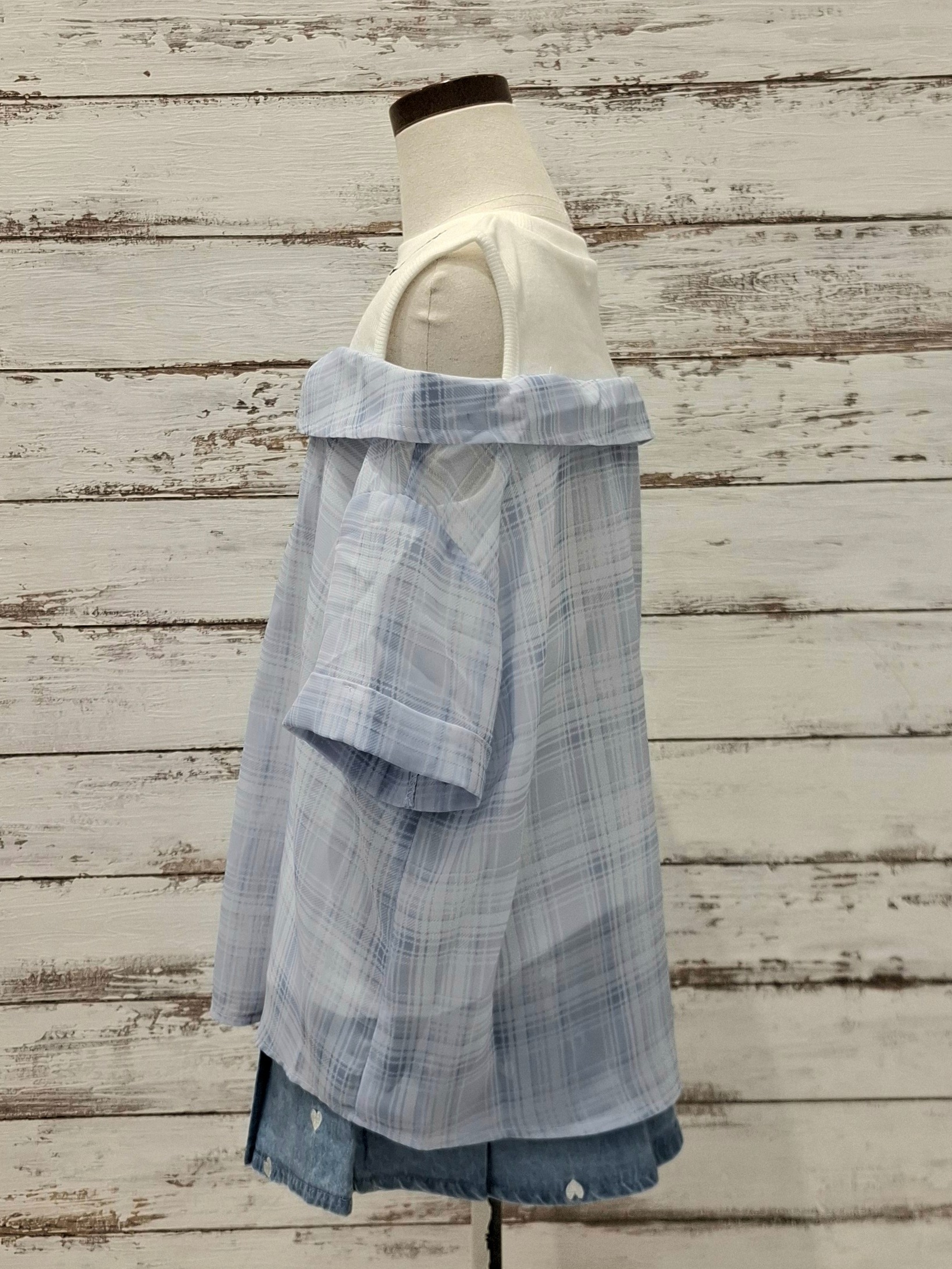 haruさんの「SHOO･LA･RUE｜【110-140cm】チェックシャツデザイントップス」を使ったコーディネート