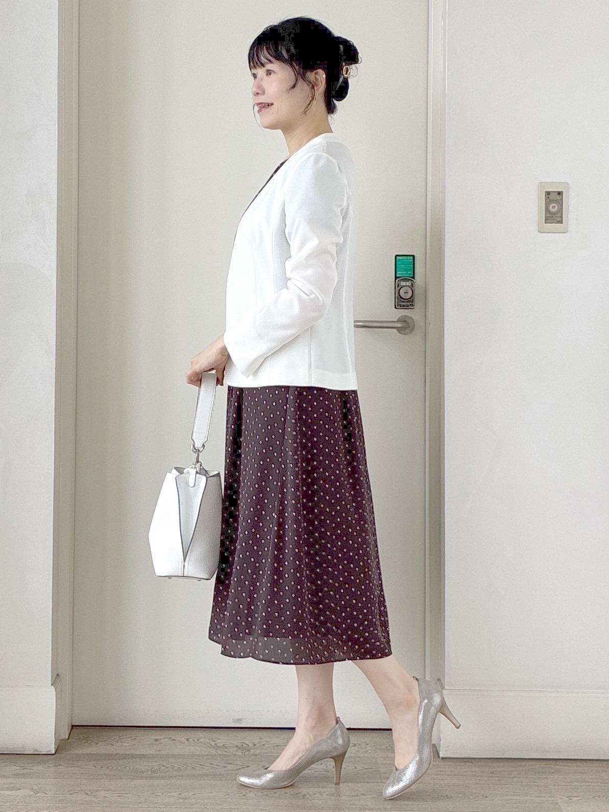  beni_gingerさんの「Reflect｜小紋柄ジョーゼットワンピース」を使ったコーディネート
