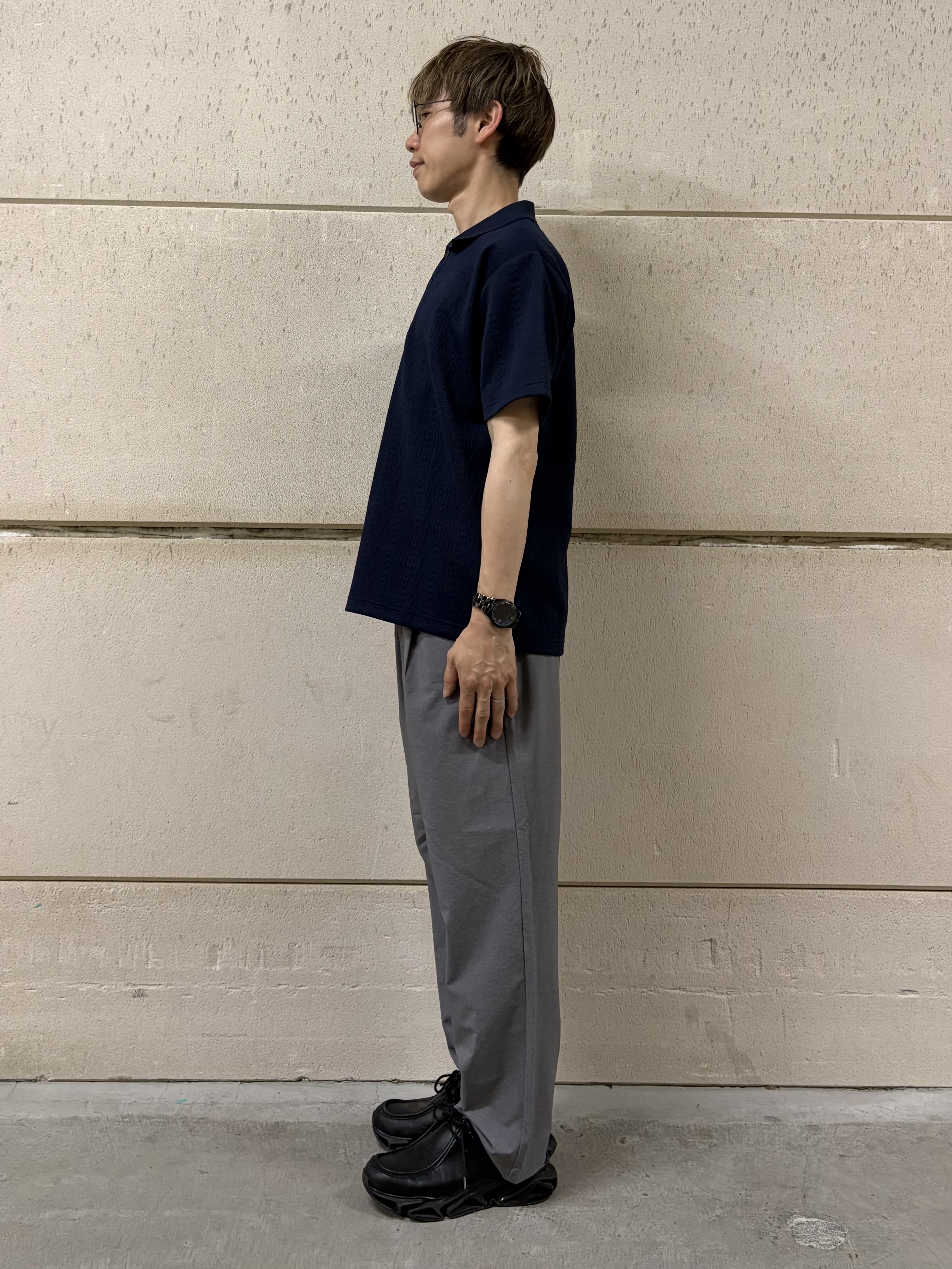 つーじーさんの「THE SHOP TK｜【シンプルすぎない大人の表情】ケーブルフクレポロシャツ 吸水速乾/UVケア/洗濯機OK」を使ったコーディネート