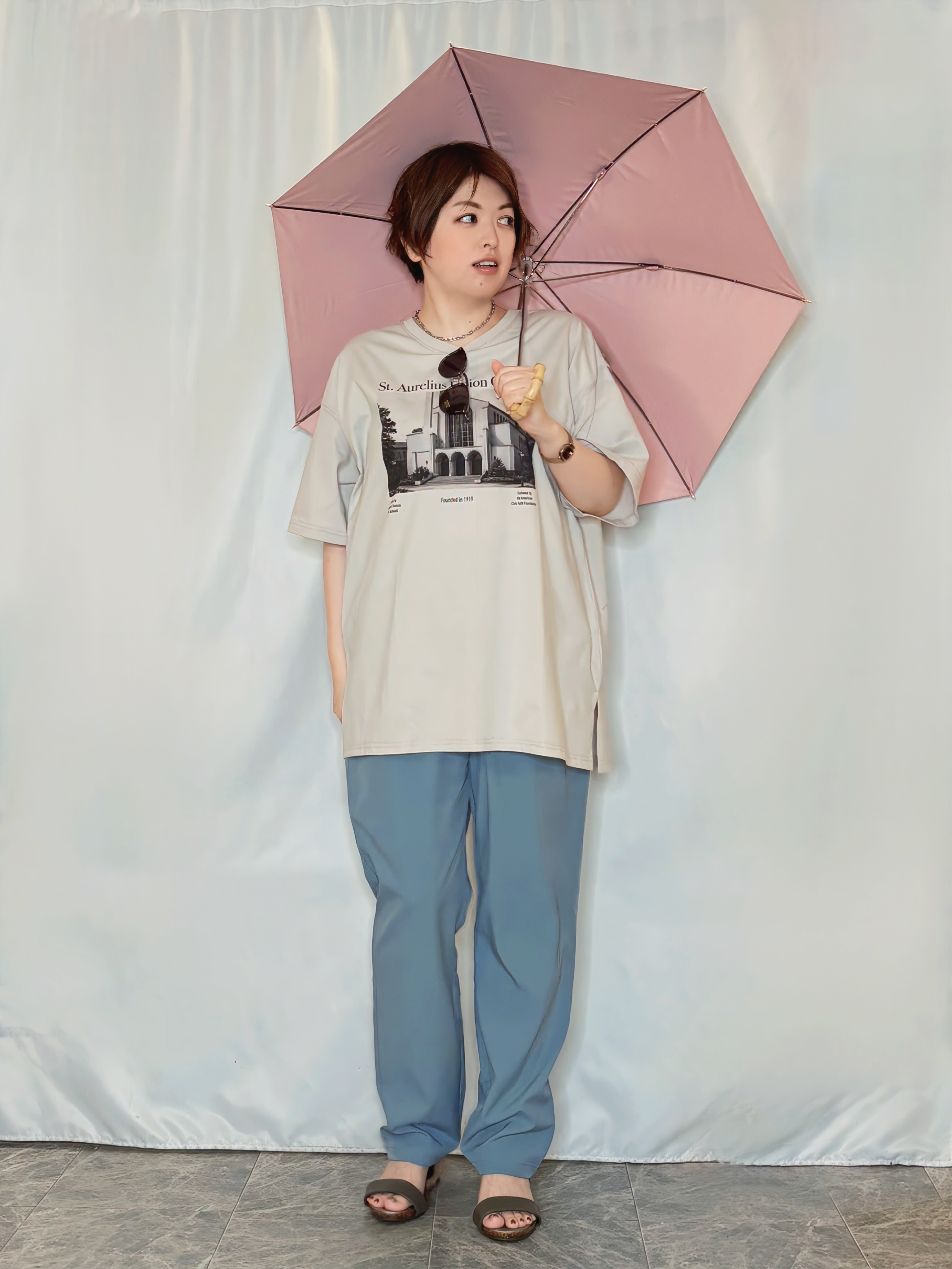 たみさんの「SHOO･LA･RUE｜【ひんやり】ゆるっと体型カバー BIGアソートTシャツ」を使ったコーディネート