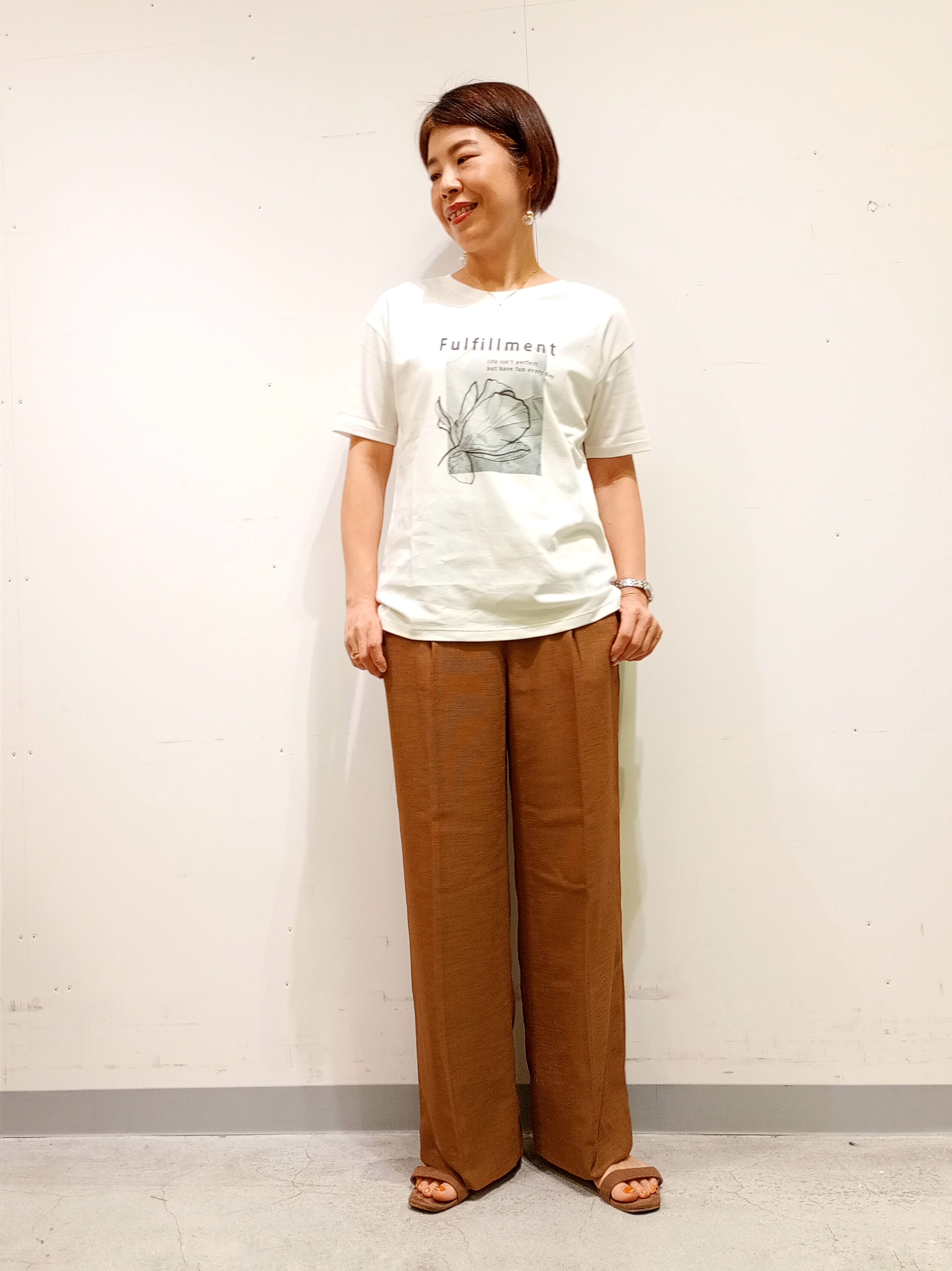 Kさんの「INDIVI｜【UVケア／選べるグラフィック】スムースジャージTシャツ」を使ったコーディネート