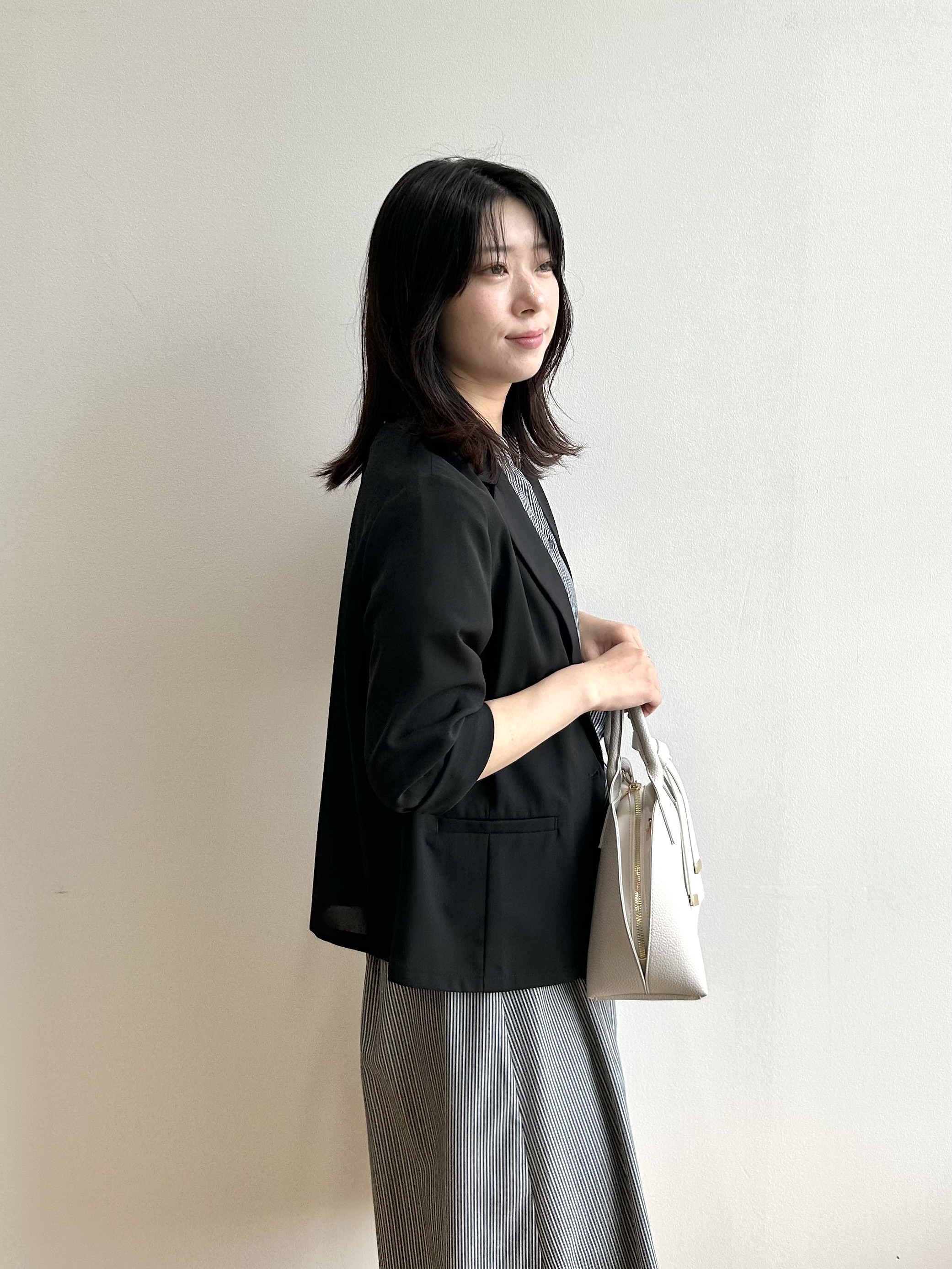 RINAさんの「index｜【接触冷感／UV】ストライプタックシャツワンピース《洗濯機OK》」を使ったコーディネート