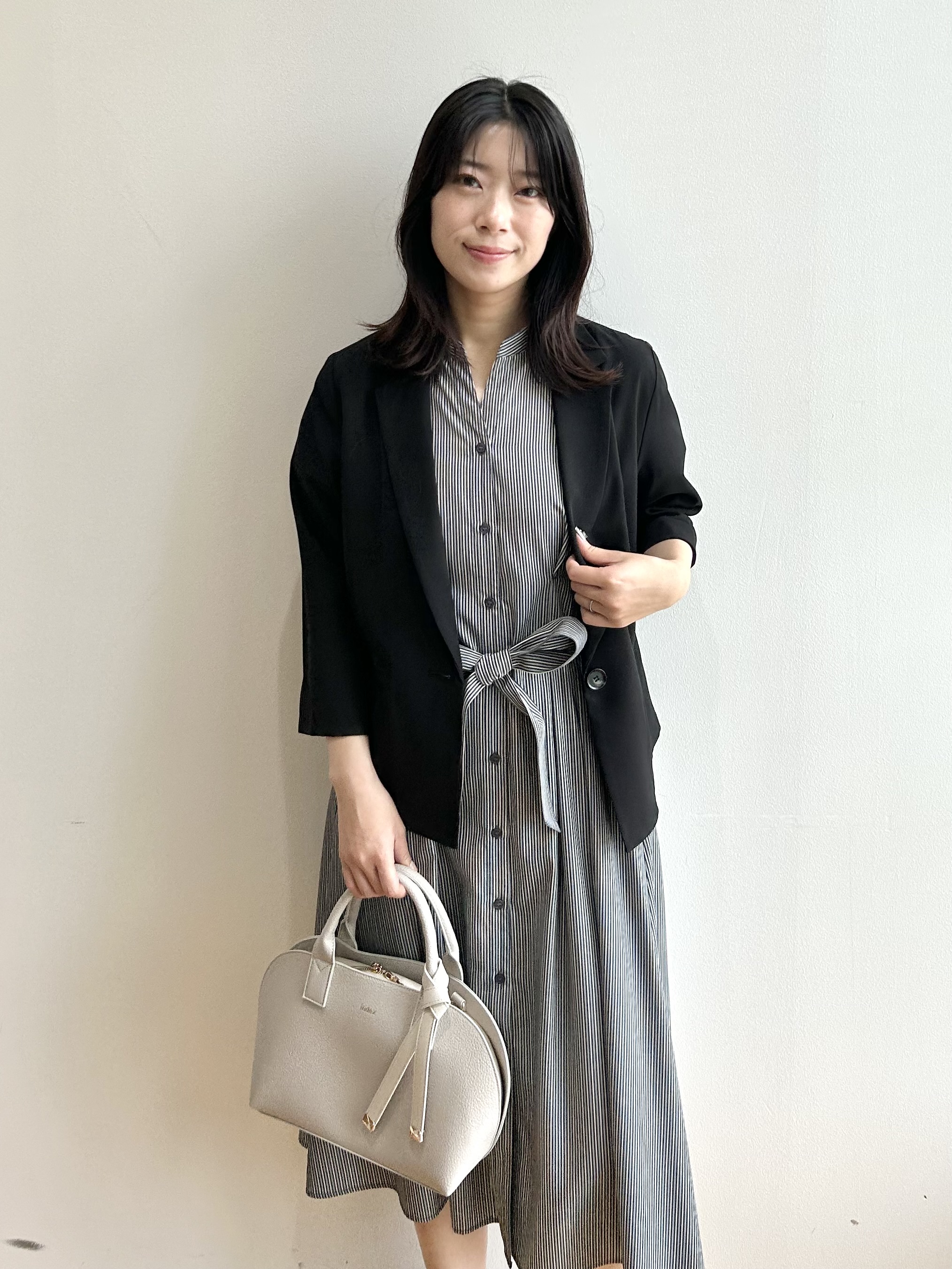 RINAさんの「index｜【接触冷感／UV】ストライプタックシャツワンピース《洗濯機OK》」を使ったコーディネート