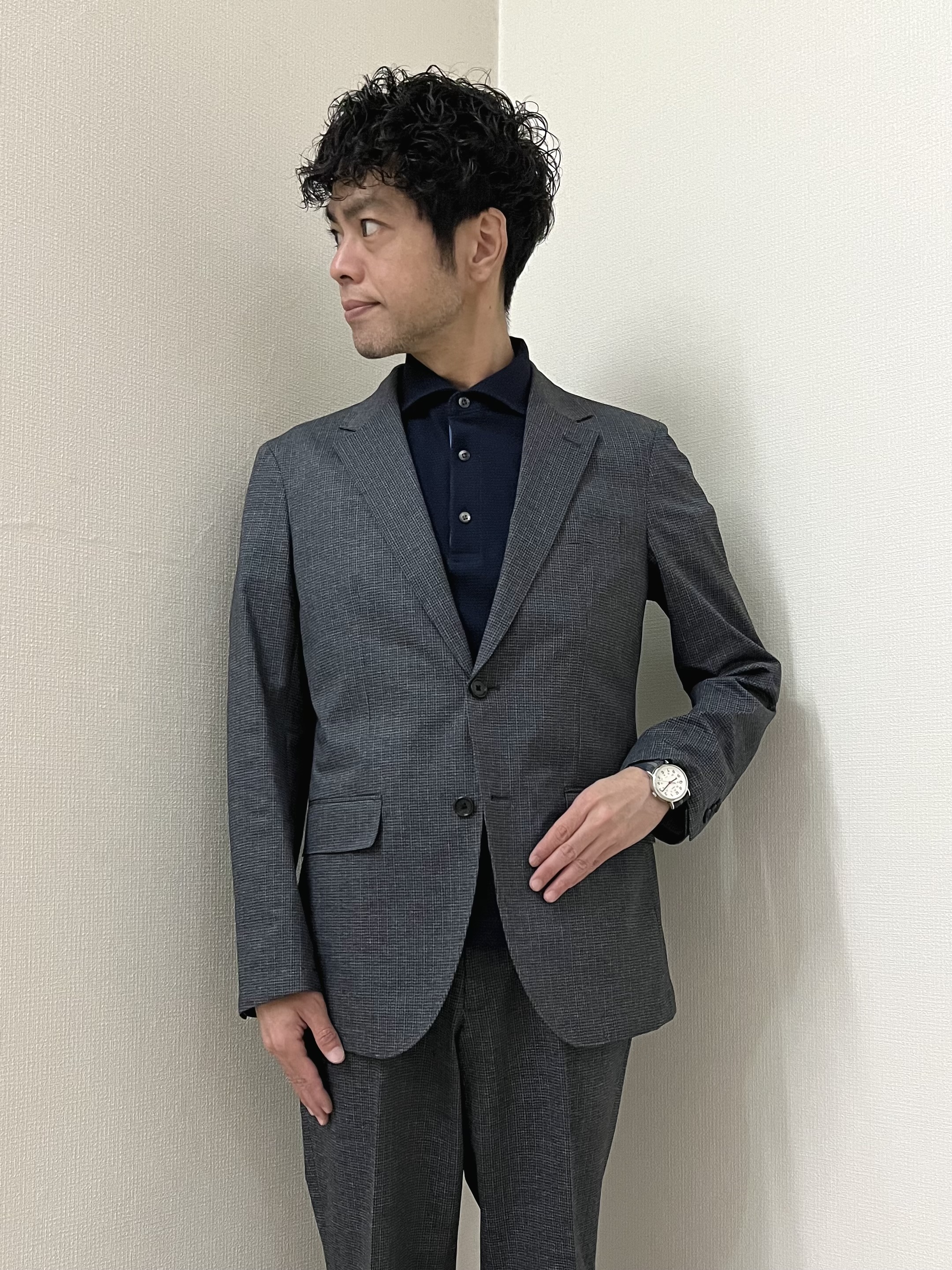URAさんの「TAKEO KIKUCHI｜【通気性】ジャージ千鳥柄 ジャケット」を使ったコーディネート