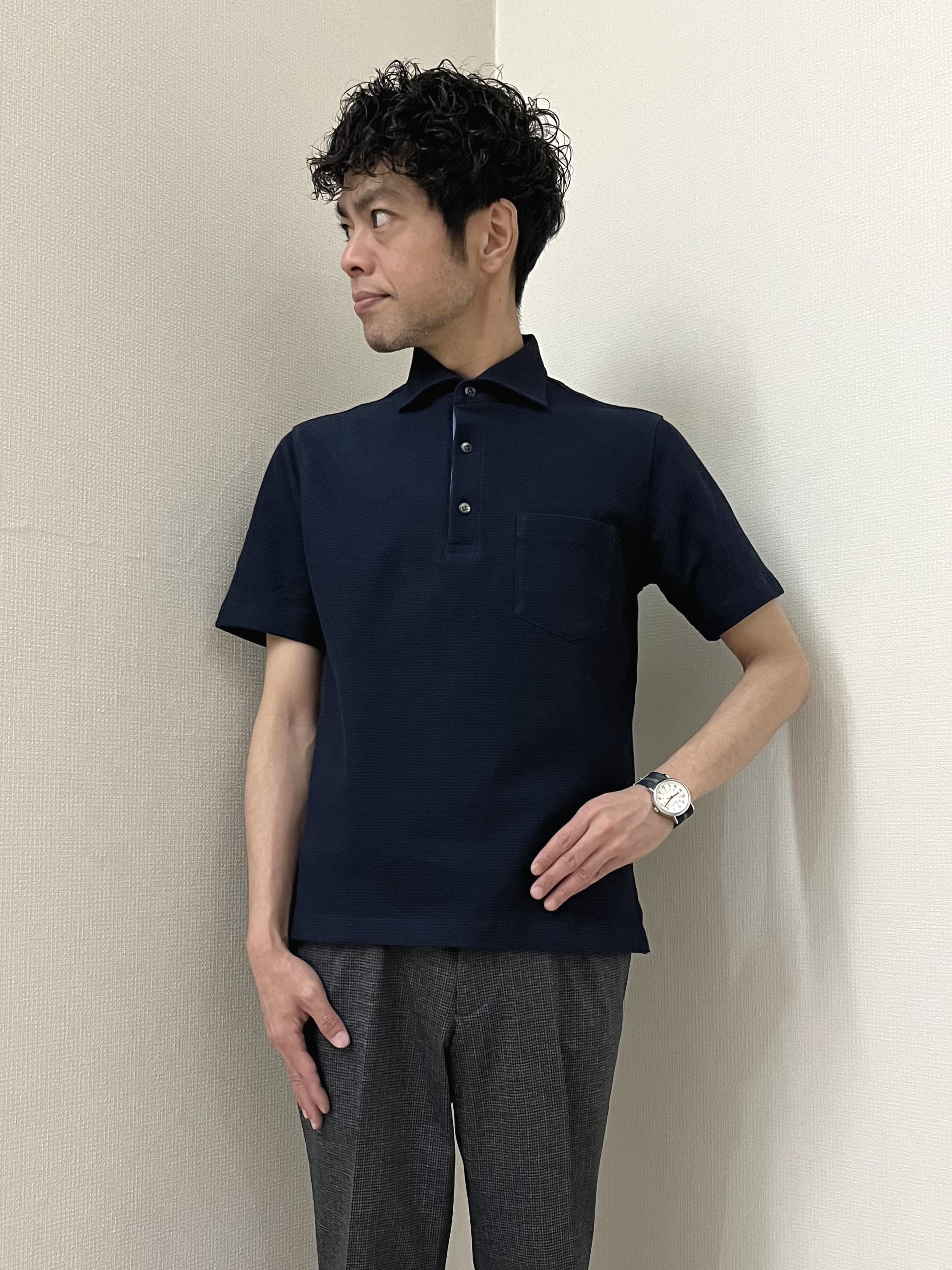 URAさんの「TAKEO KIKUCHI｜【通気性】ジャージ千鳥柄 ジャケット」を使ったコーディネート