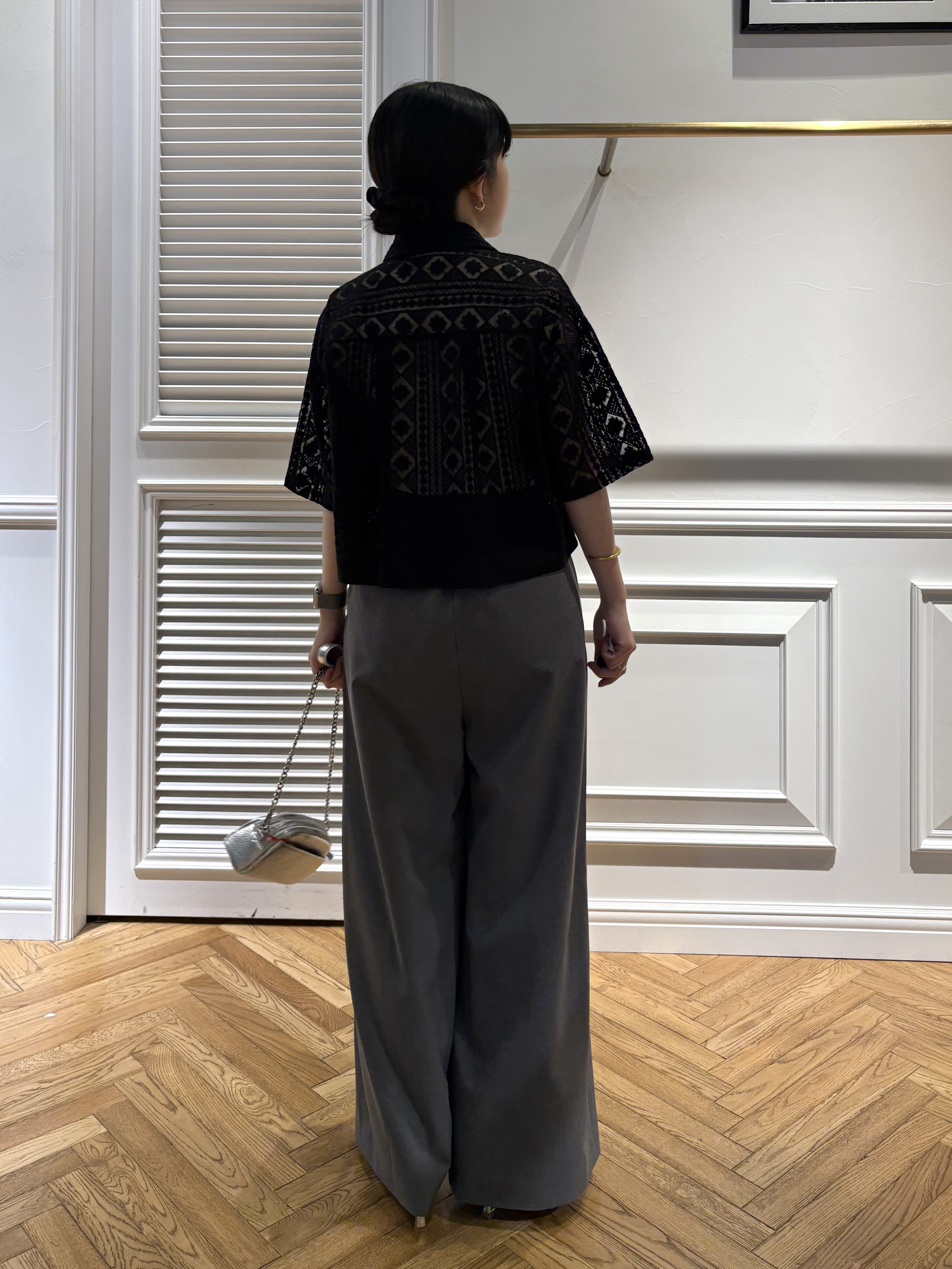 cocoさんの「DRESSTERIOR｜【着映え/ハーフ袖】ウォッシャブルレース クロップドシャツ」を使ったコーディネート