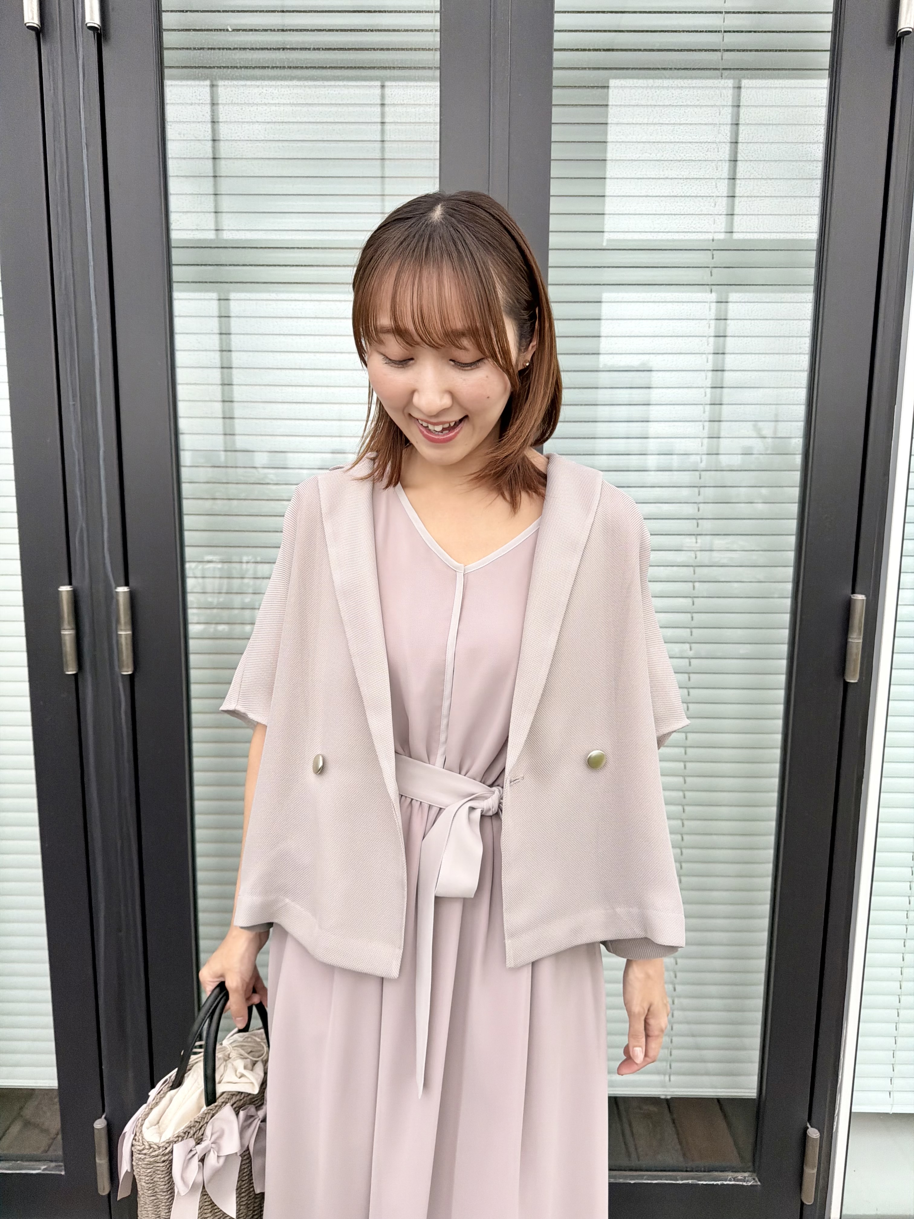 みぃさんの「Couture brooch｜【洗える】メッシュ調 半袖ジャケット」を使ったコーディネート