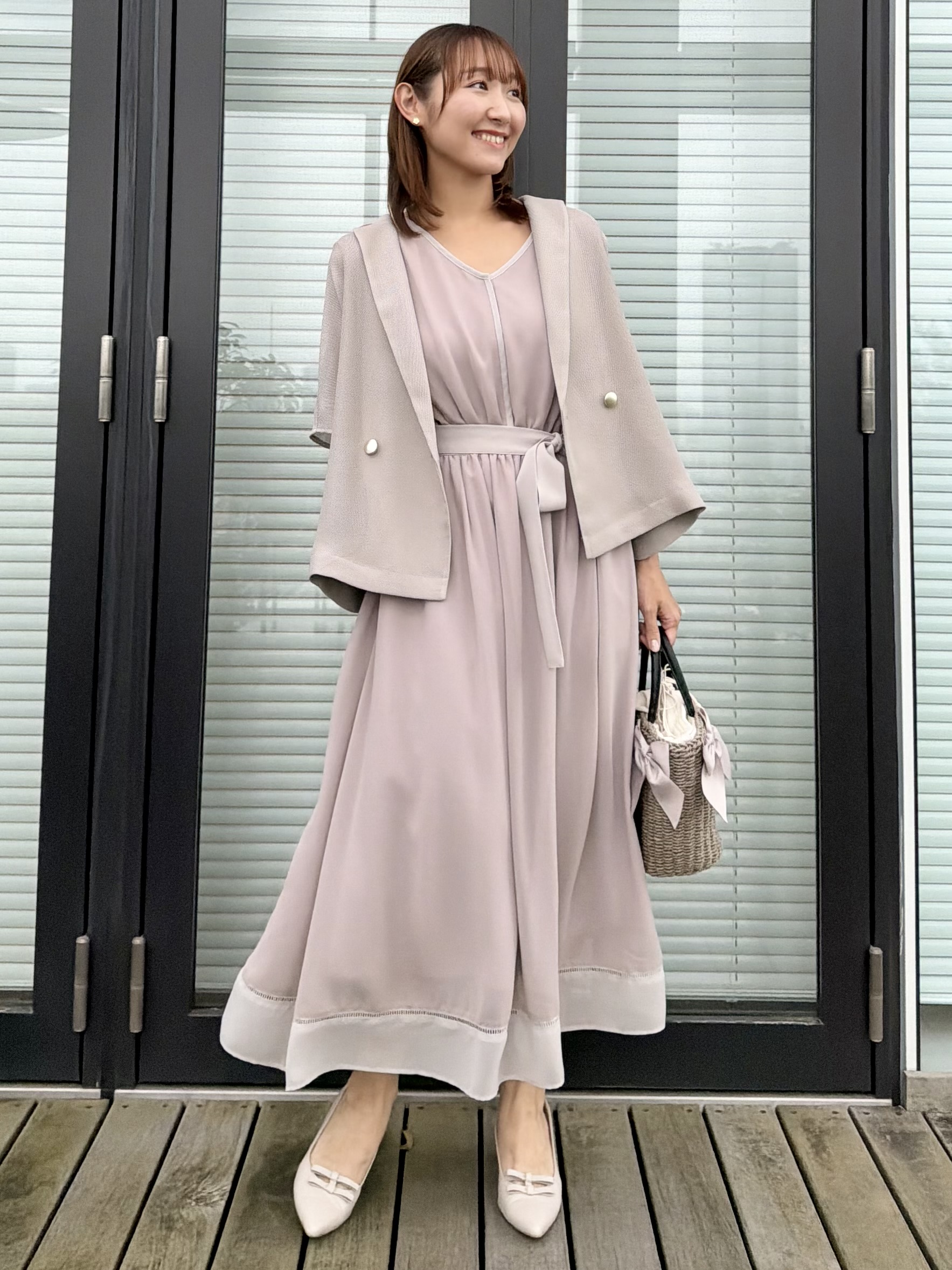 みぃさんの「Couture brooch｜【洗える】メッシュ調 半袖ジャケット」を使ったコーディネート
