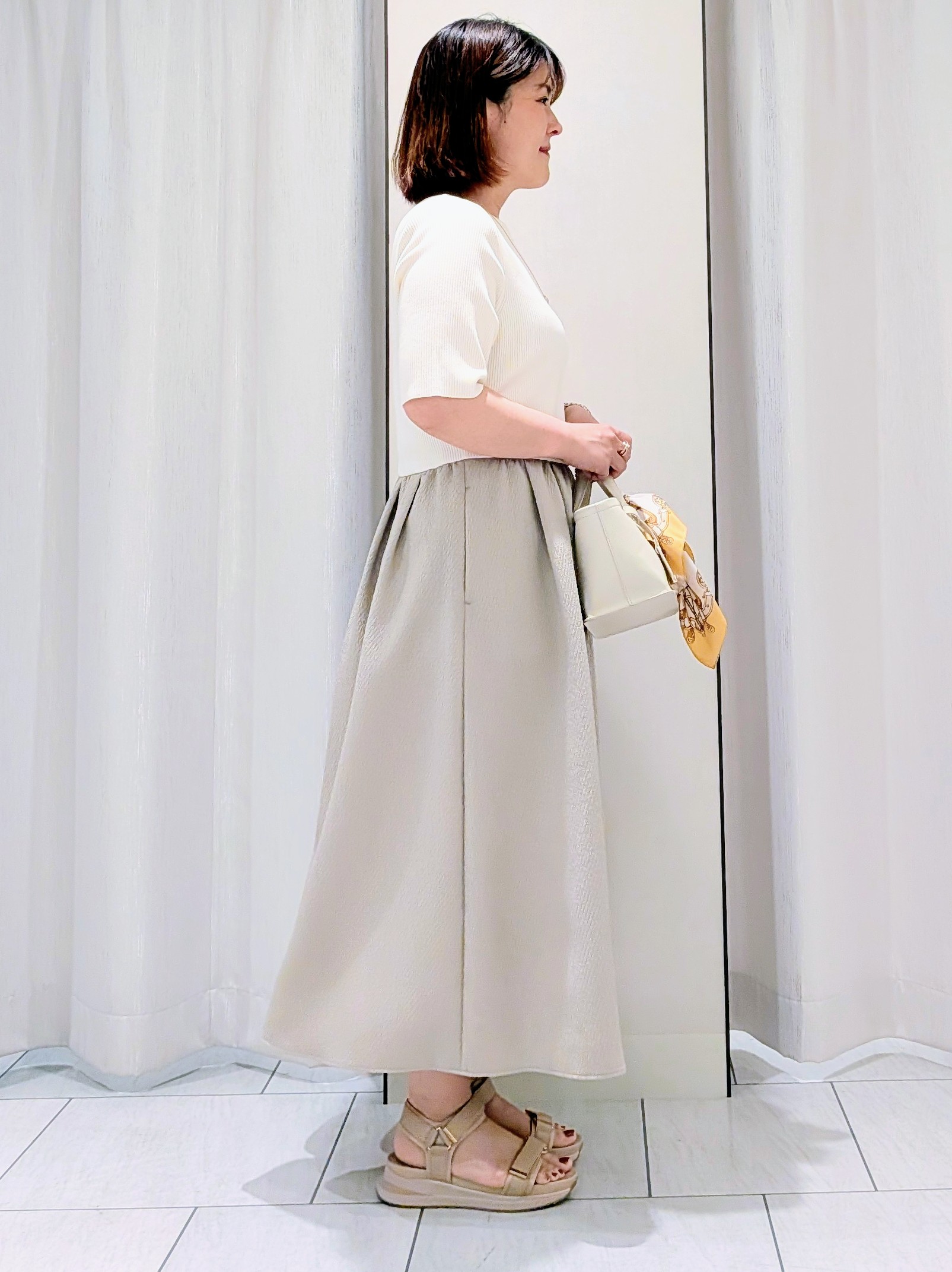 Onumaさんの「UNTITLED｜【一枚でサマ見え】ニットドッキングジャガードワンピース」を使ったコーディネート