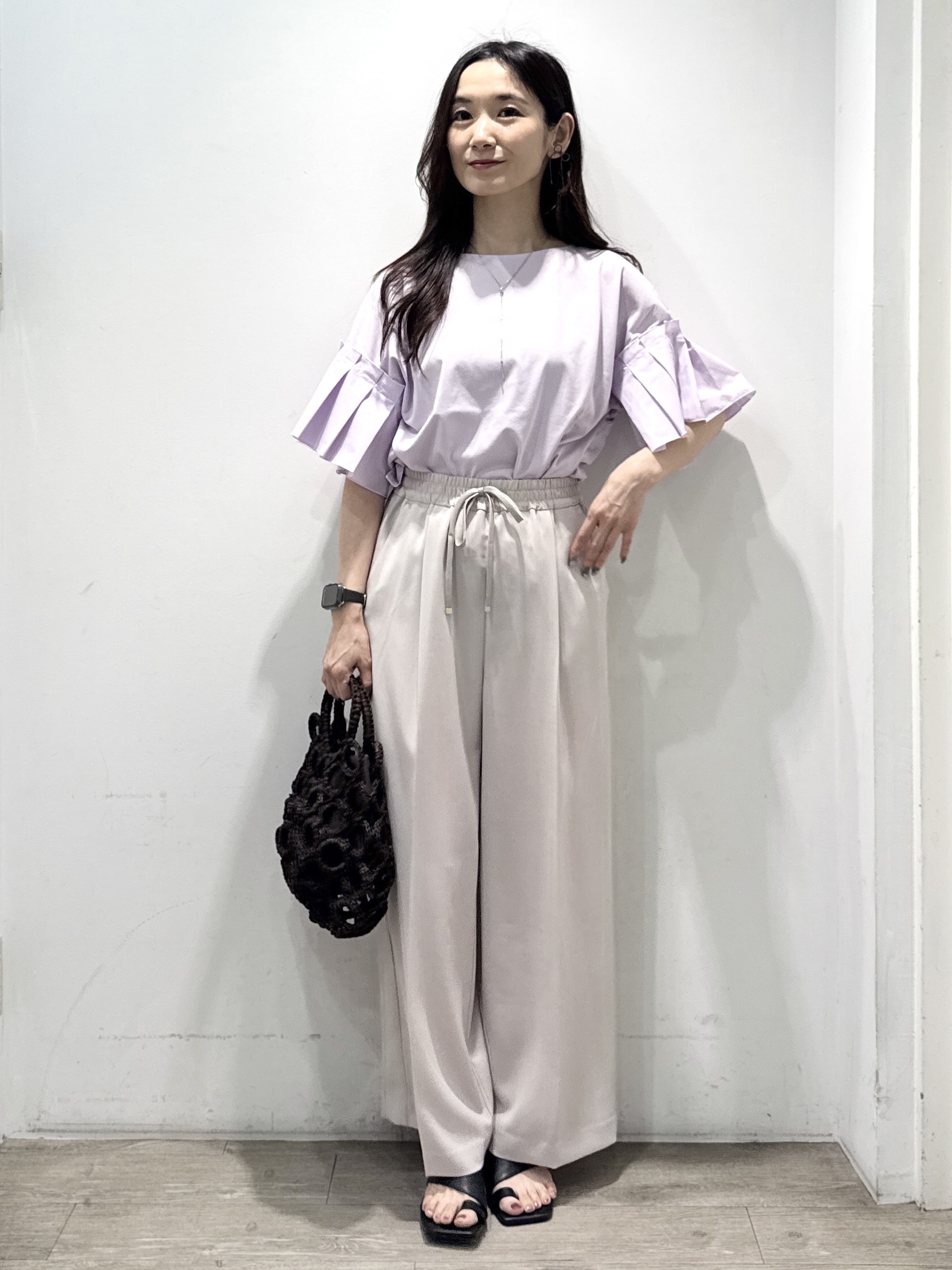 yuicciさんの「OPAQUE.CLIP｜【接触冷感】タックスリーブカットソー《洗濯機OK》」を使ったコーディネート