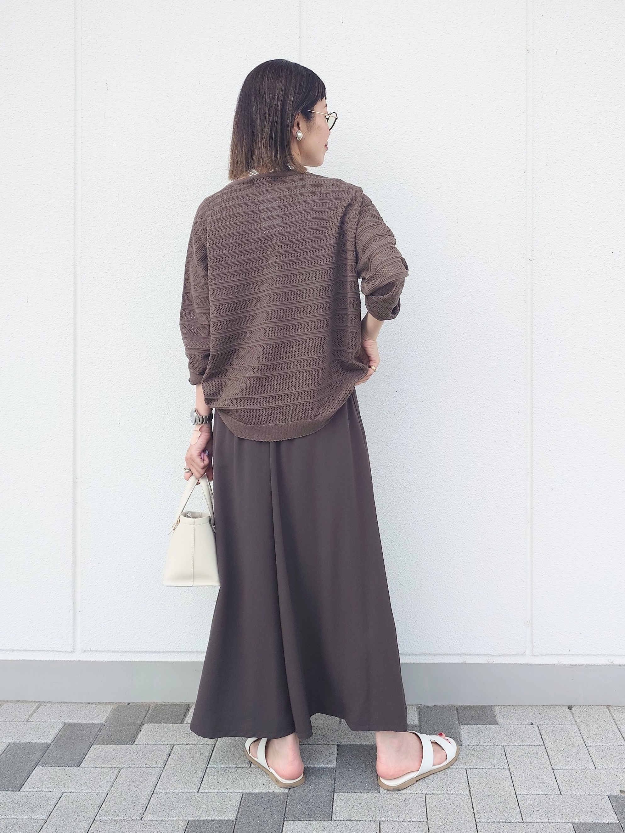 MUTSUKOさんの「UNTITLED｜メッシュ柄ボーダーニット」を使ったコーディネート