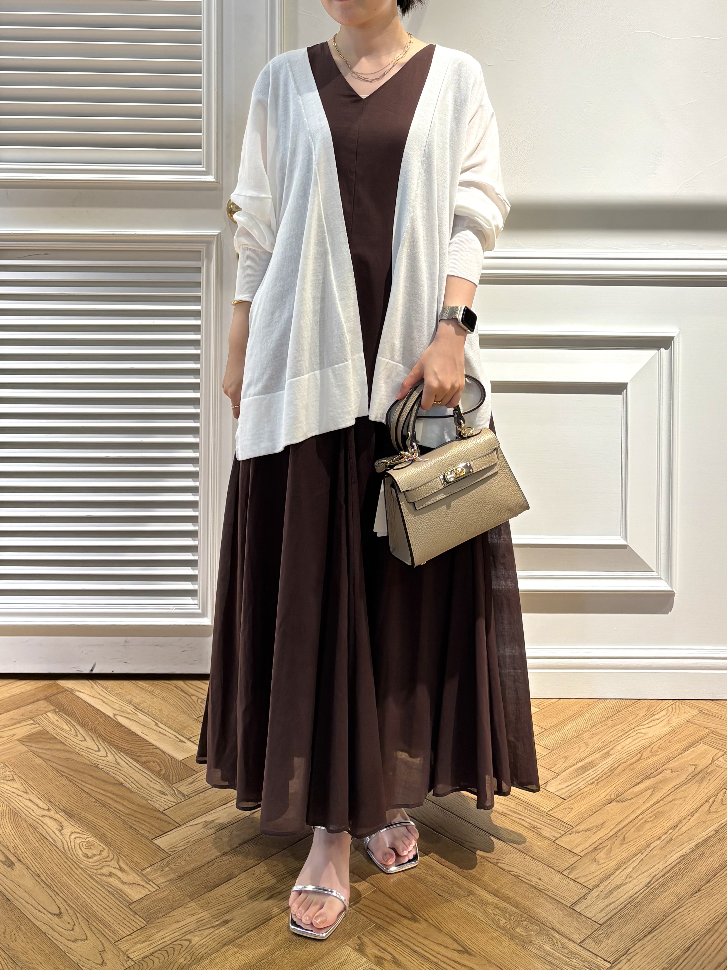 cocoさんの「DRESSTERIOR｜【きれいめ/ウォッシャブル】コットンローンフレンチスリーブワンピ」を使ったコーディネート