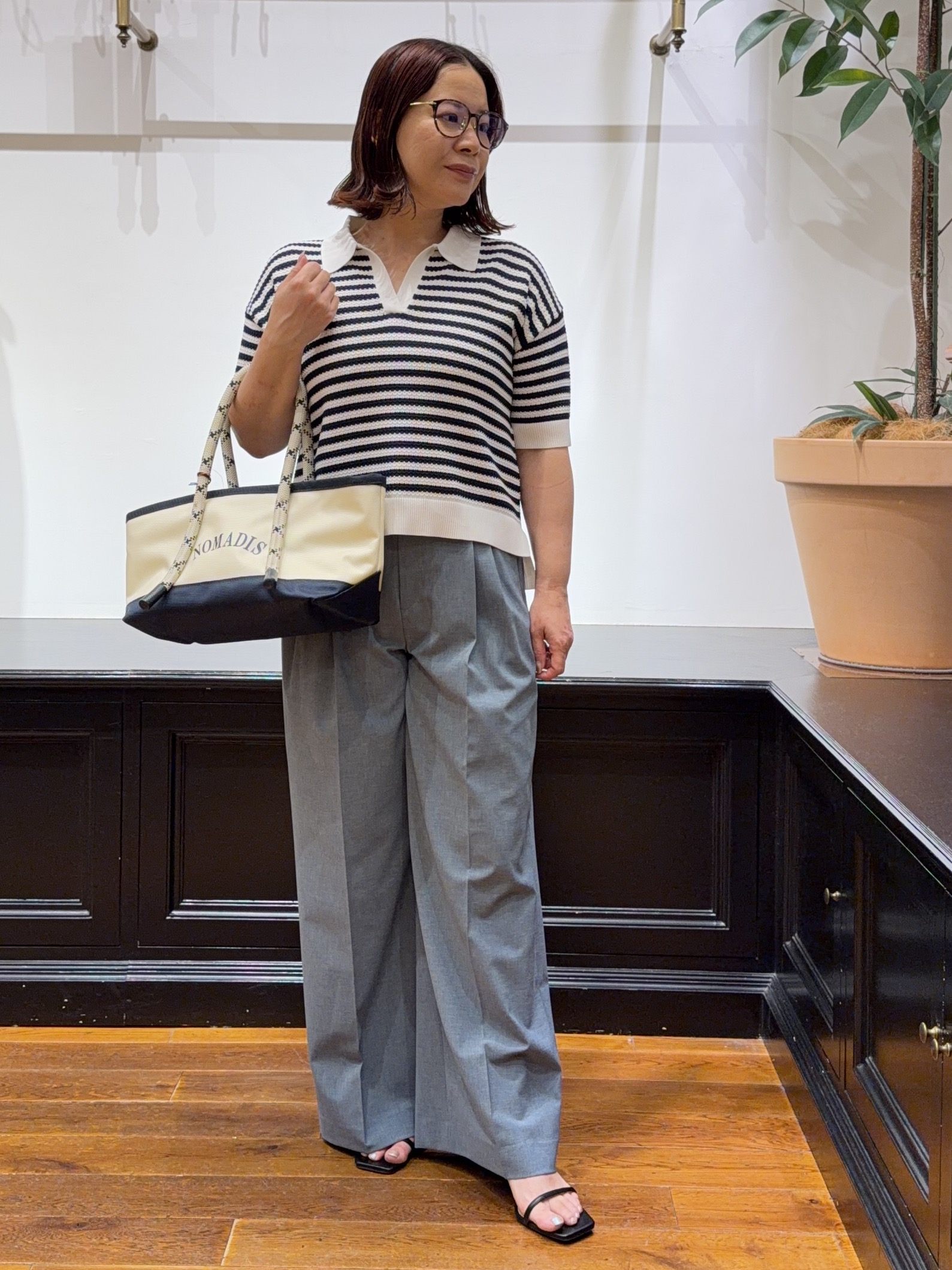 Asamiさんの「DRESSTERIOR｜ウォッシャブルスキッパークロップドニット」を使ったコーディネート