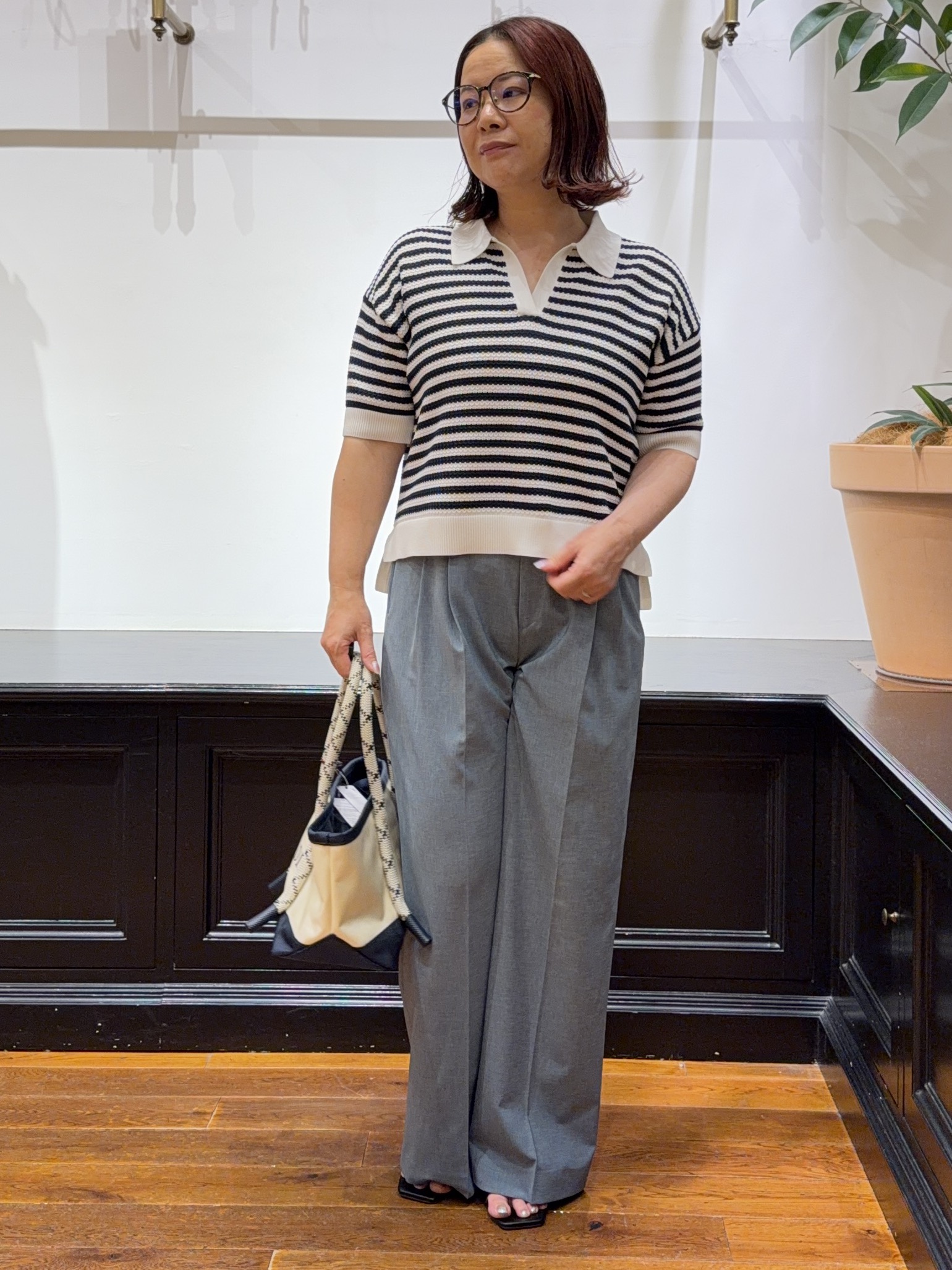 Asamiさんの「DRESSTERIOR｜ウォッシャブルスキッパークロップドニット」を使ったコーディネート