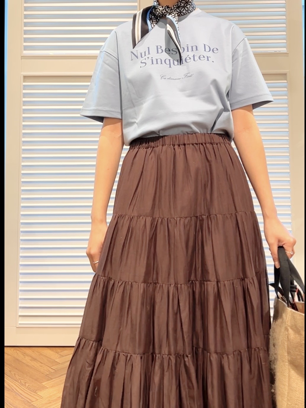 OCHIAIさんの「DRESSTERIOR｜【接触冷感／抗菌防臭／消臭】アイスクリアコットンフレンチロゴT」を使ったコーディネート