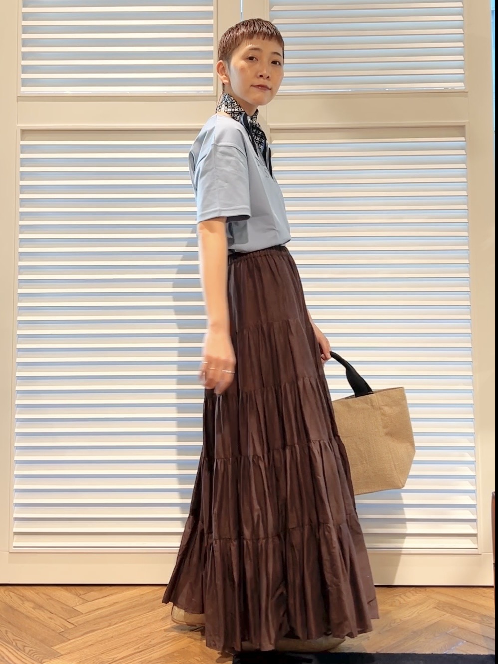 OCHIAIさんの「DRESSTERIOR｜【接触冷感／抗菌防臭／消臭】アイスクリアコットンフレンチロゴT」を使ったコーディネート