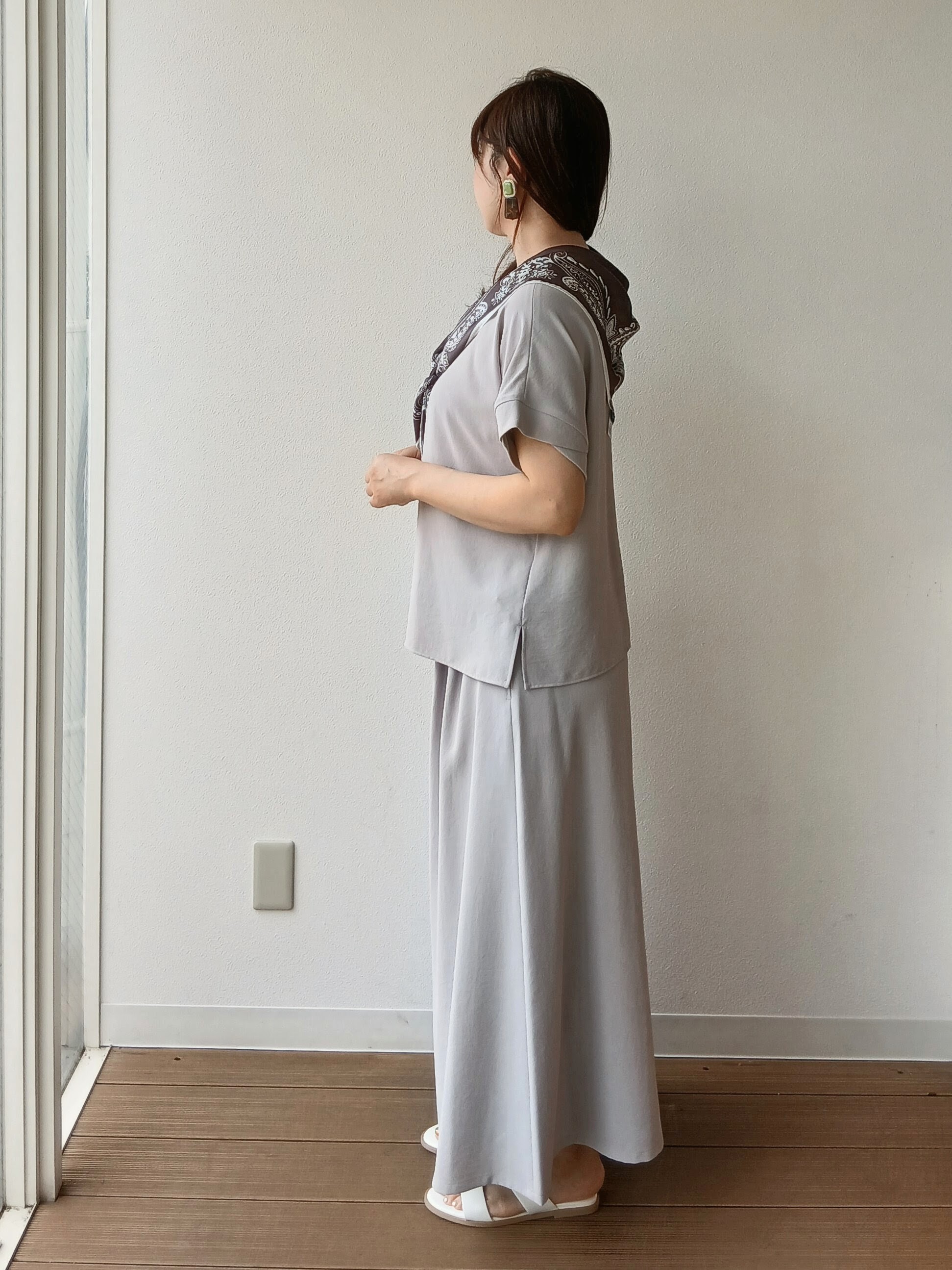 なみきさんの「UNTITLED｜【前後2WAY/はっ水/セットアップ可】リラクシーフレンチスリーブブラウス」を使ったコーディネート
