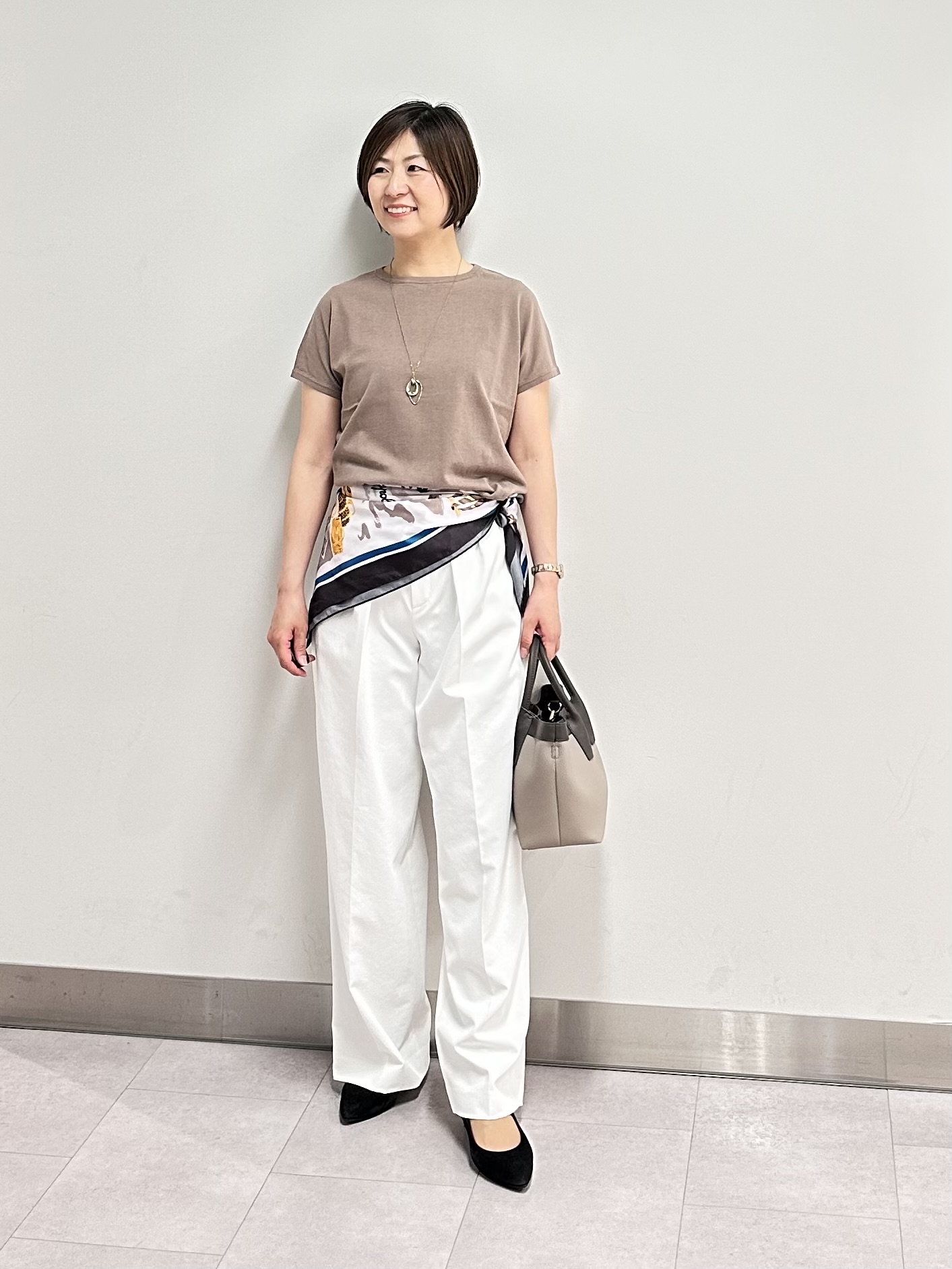 みなこさんの「UNTITLED｜【9色展開/アンサンブル可】コットンクルーネックカーディガン」を使ったコーディネート
