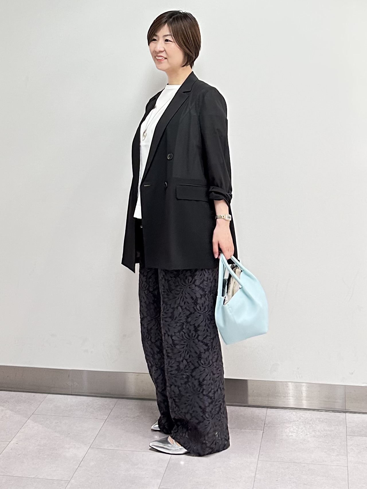 みなこさんの「UNTITLED｜【セットアップ可/接触冷感/通気性】ドライシアーダブルジャケット」を使ったコーディネート