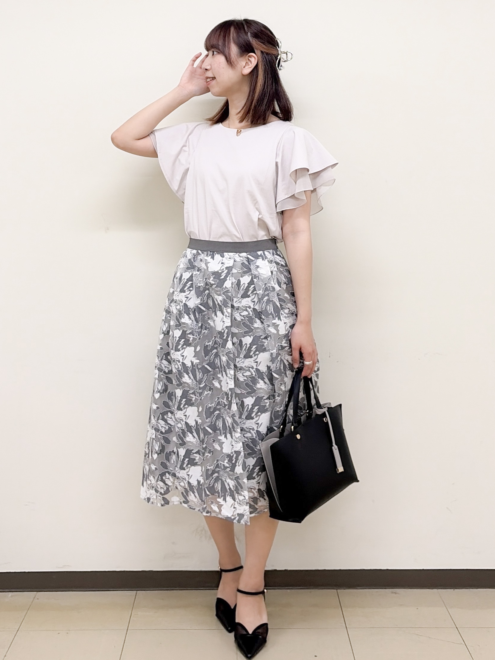 yurinaさんの「index｜【接触冷感／UVケア】シフォンフリルドッキングトップス《洗濯機OK》」を使ったコーディネート