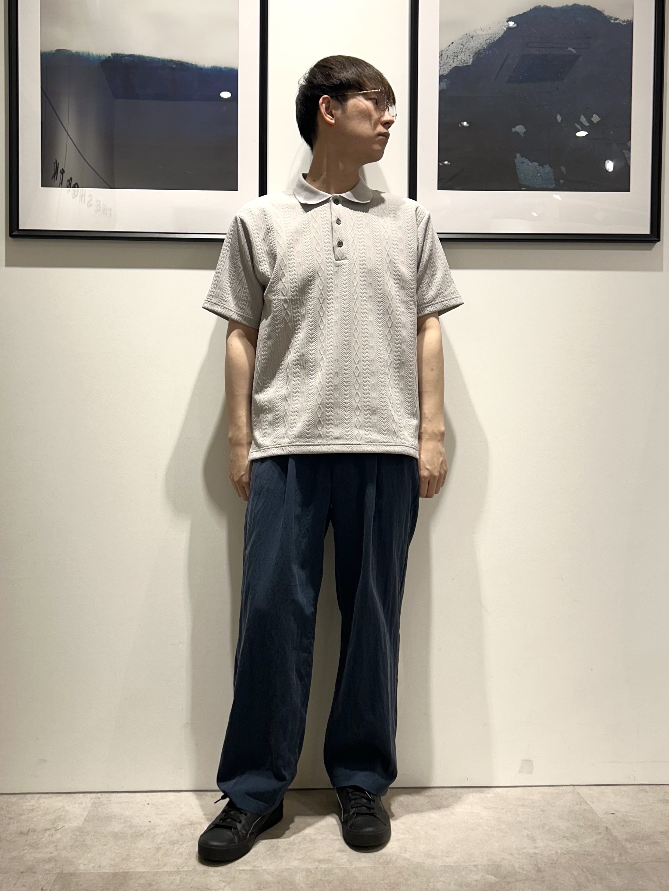 。さんの「THE SHOP TK｜【シンプルすぎない大人の表情】ケーブルフクレポロシャツ 吸水速乾/UVケア/洗濯機OK」を使ったコーディネート