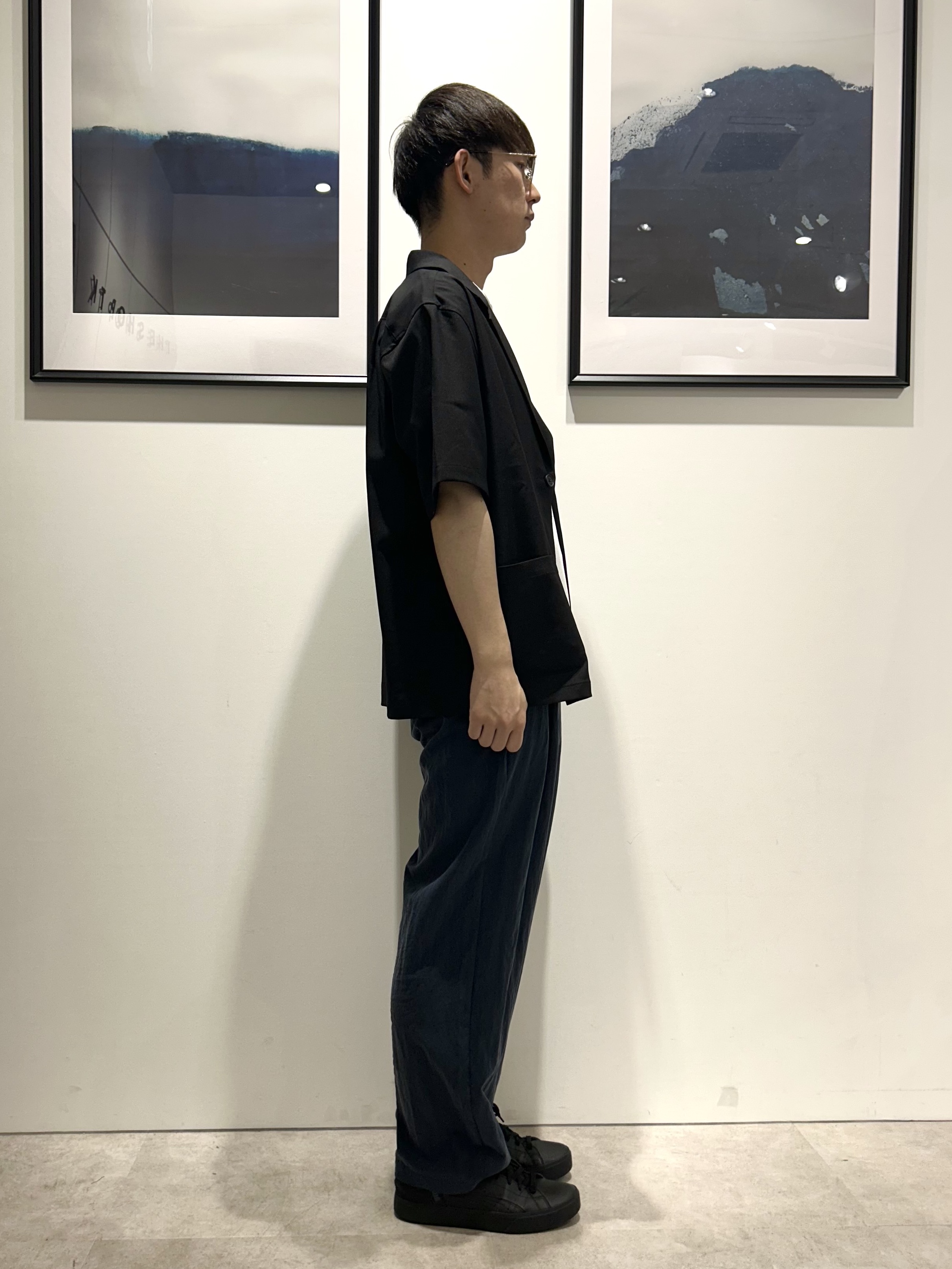 。さんの「THE SHOP TK｜リラックスワイド 5分袖ジャケット セットアップ可／洗濯機OK」を使ったコーディネート