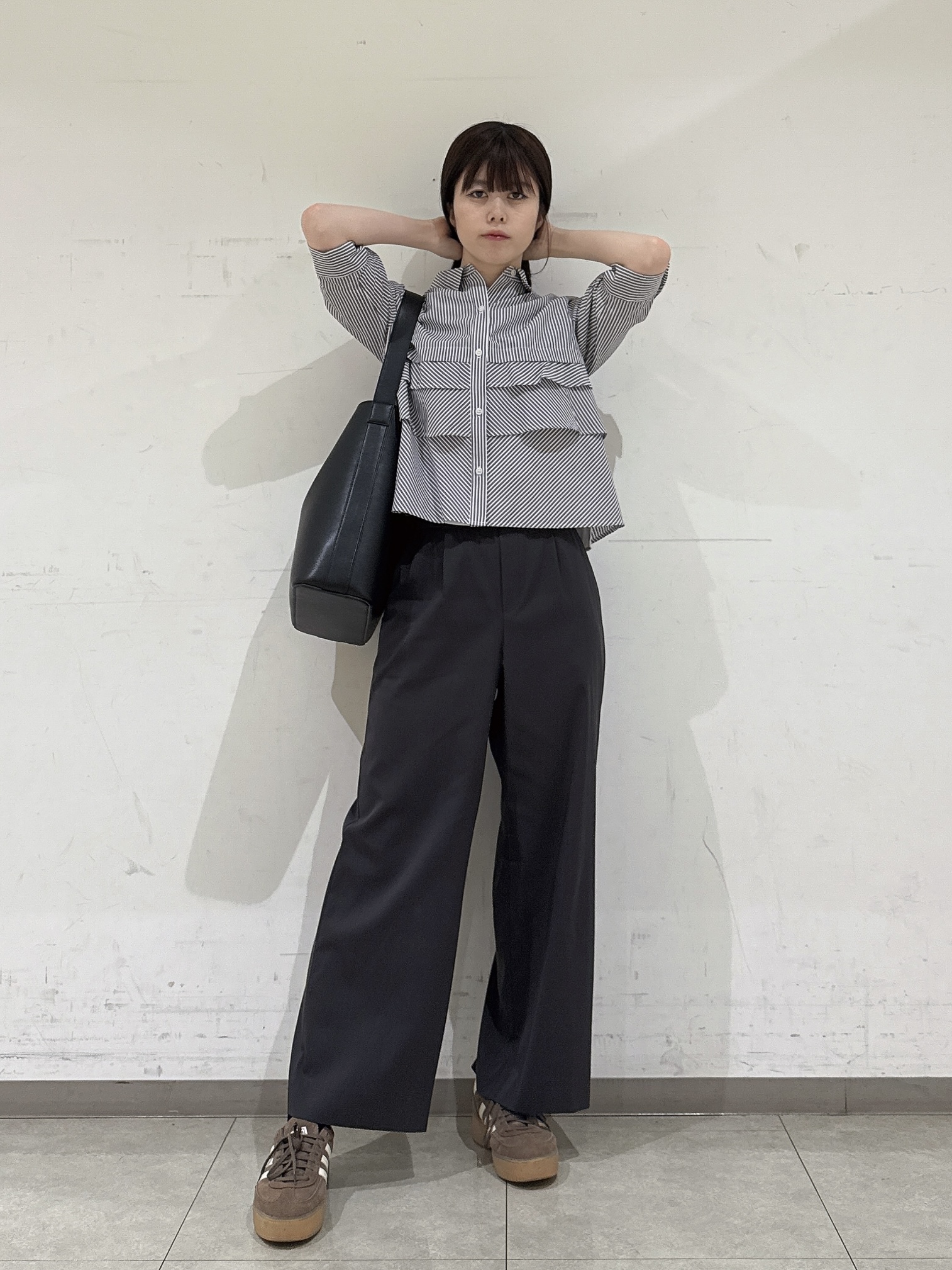 rinaさんの「INDIVI｜【UVケア／吸汗速乾／着映え】ティアードストライプシャツ」を使ったコーディネート