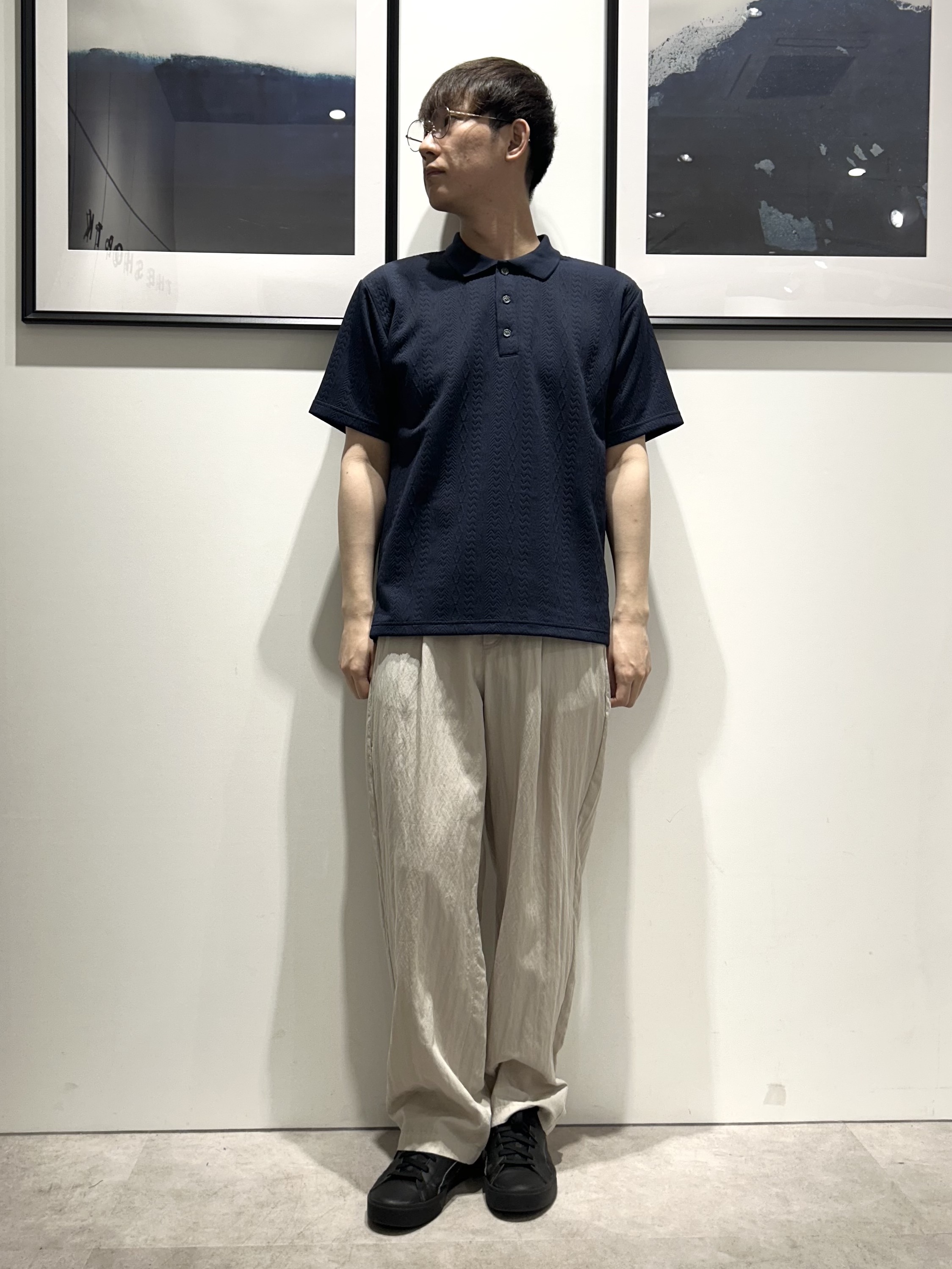 。さんの「THE SHOP TK｜【シンプルすぎない大人の表情】ケーブルフクレポロシャツ 吸水速乾/UVケア/洗濯機OK」を使ったコーディネート