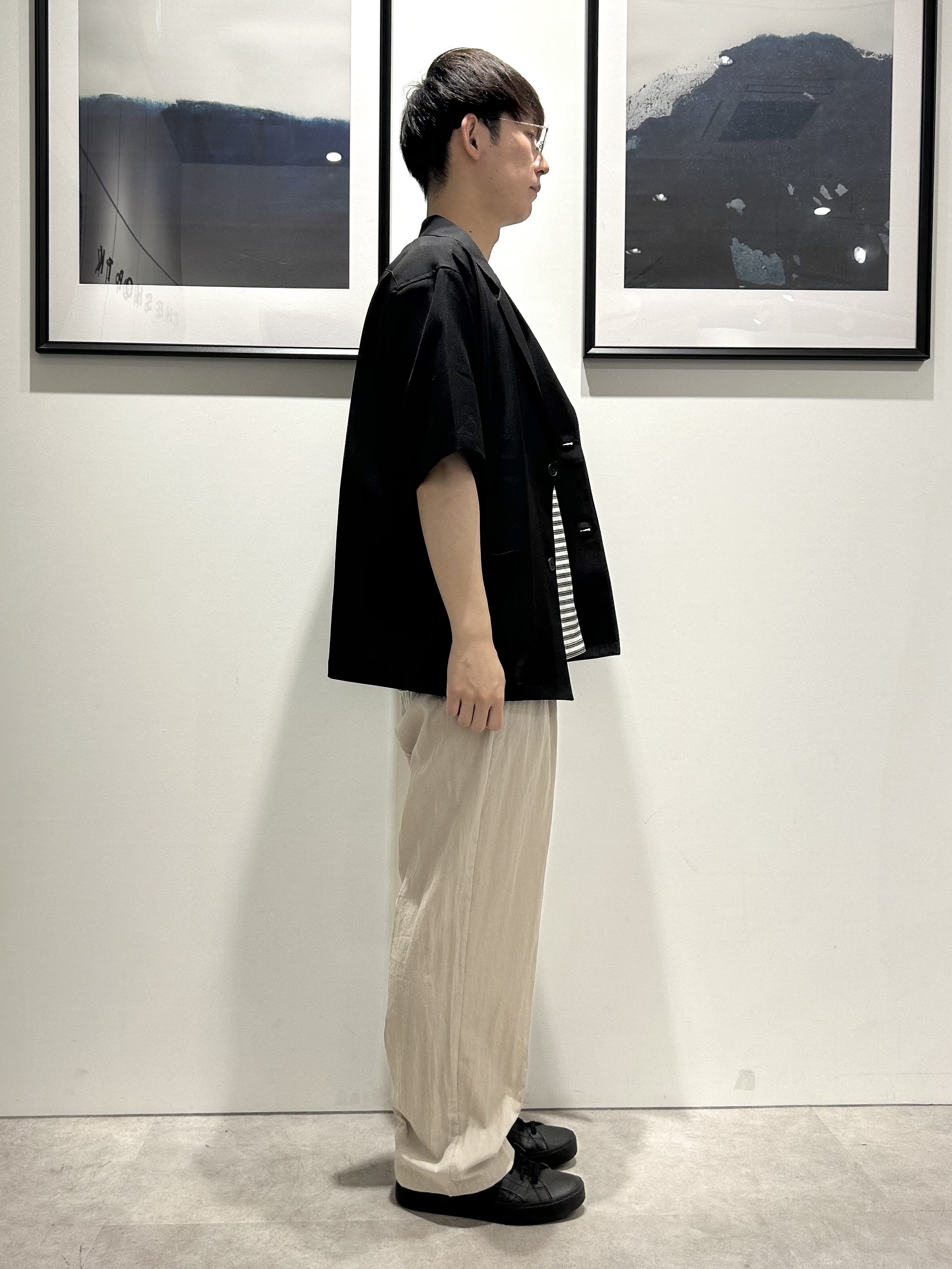 。さんの「THE SHOP TK｜リラックスワイド 5分袖ジャケット セットアップ可／洗濯機OK」を使ったコーディネート