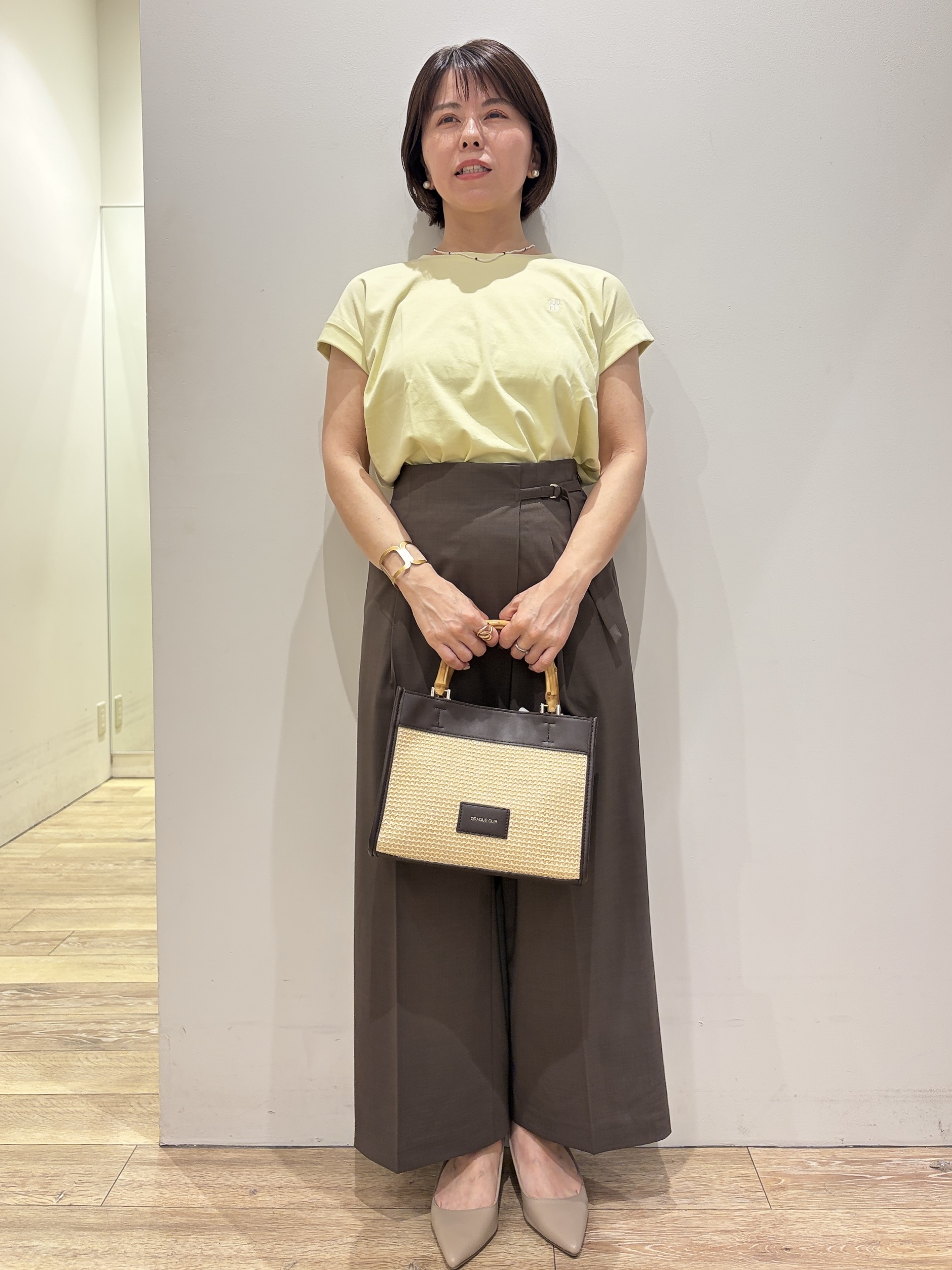 YUKOさんの「index｜【接触冷感／UV】ワンポイント刺繍Tシャツ《7col／XS~3L／洗濯機OK》」を使ったコーディネート