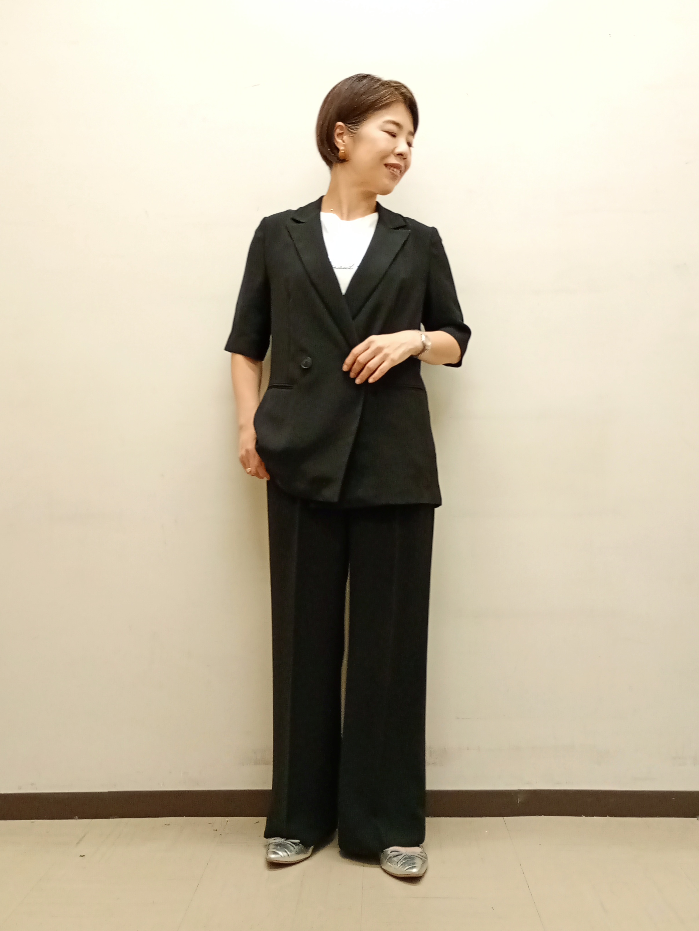 Kさんの「INDIVI｜【着る日傘】ハーフスリーブダブルジャケット」を使ったコーディネート