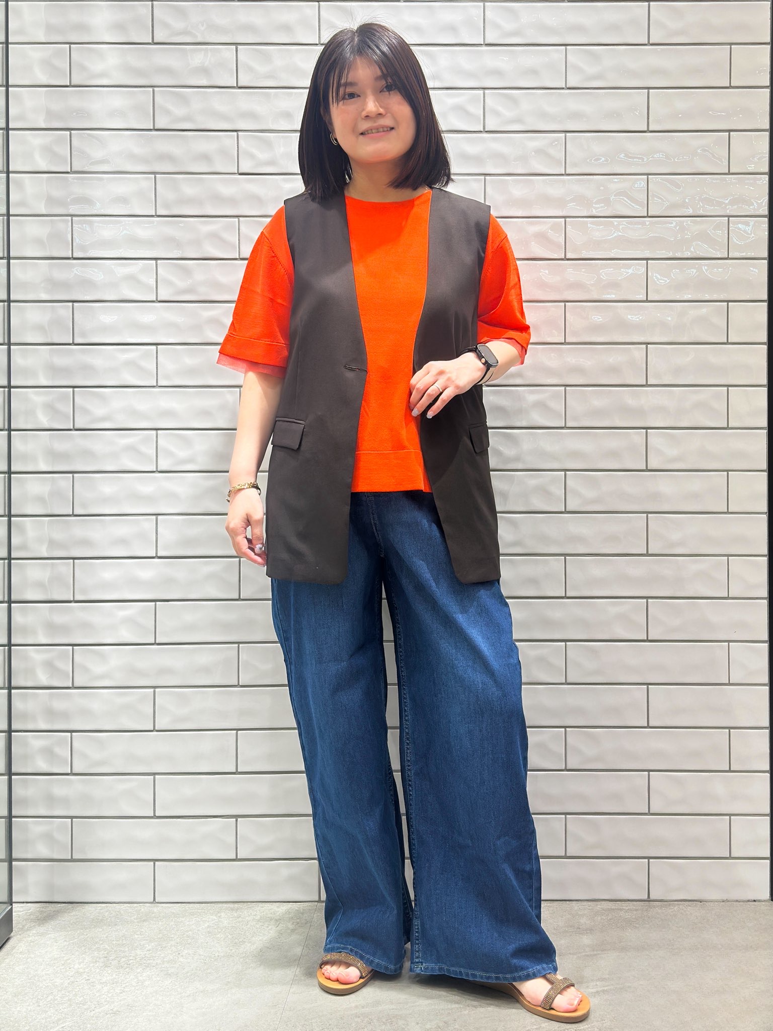 Minさんの「OPAQUE.CLIP｜【前後2WAY】プリントキャミブラウス／セットアップ可《洗濯機OK》」を使ったコーディネート