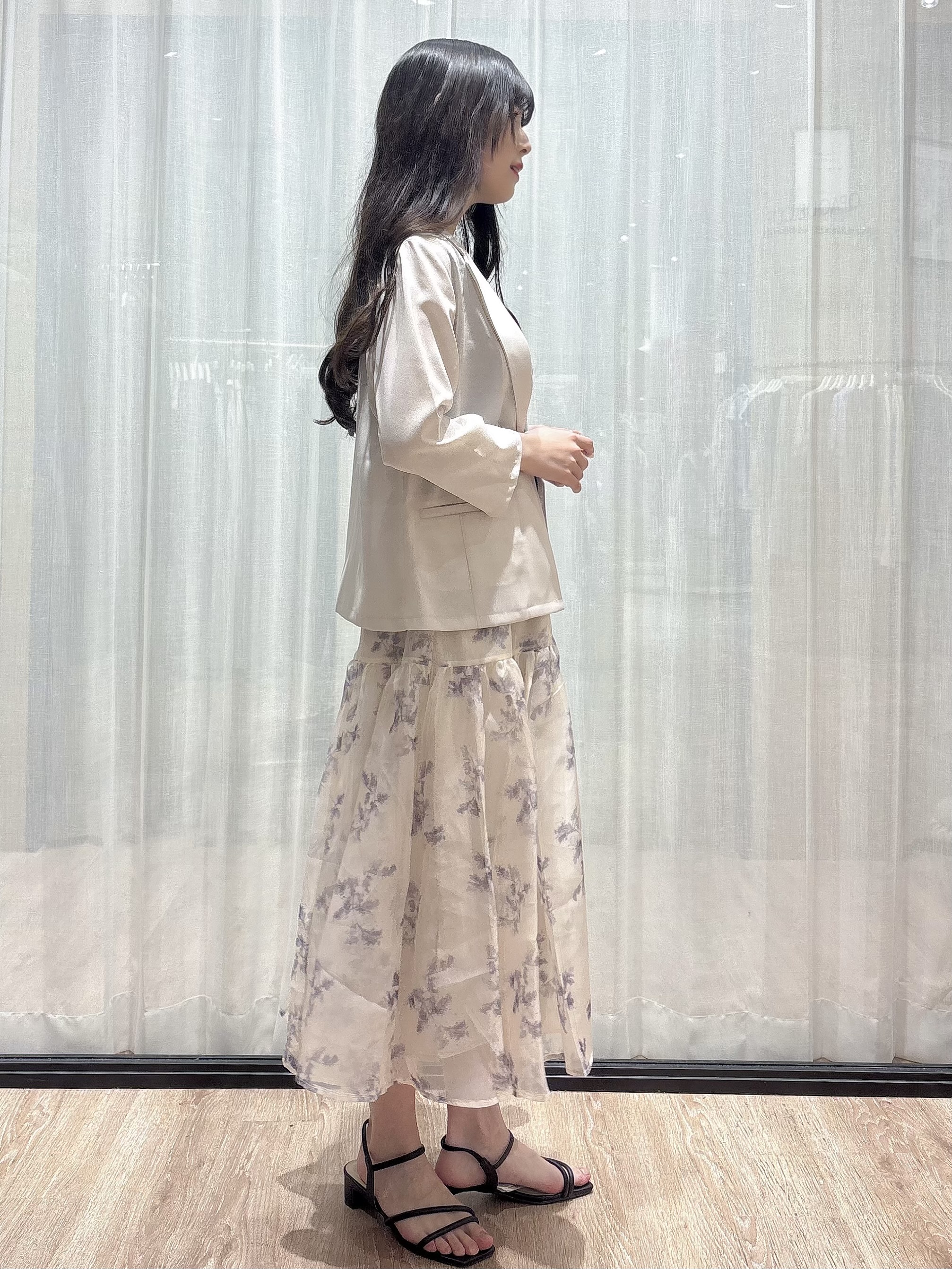 ぞうげさんの「OPAQUE.CLIP｜【接触冷感／防シワ】ひんやり7分袖テーラードジャケット《洗濯機OK》」を使ったコーディネート