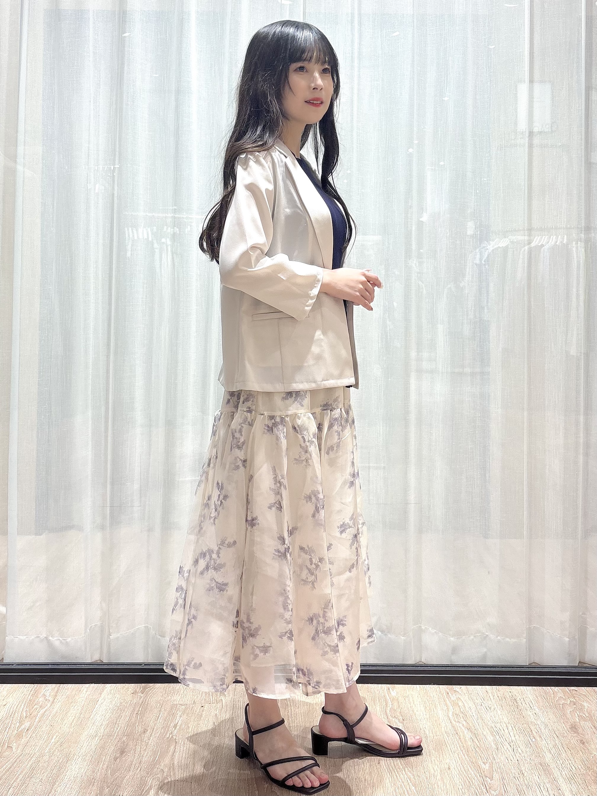 ぞうげさんの「OPAQUE.CLIP｜【接触冷感／防シワ】ひんやり7分袖テーラードジャケット《洗濯機OK》」を使ったコーディネート