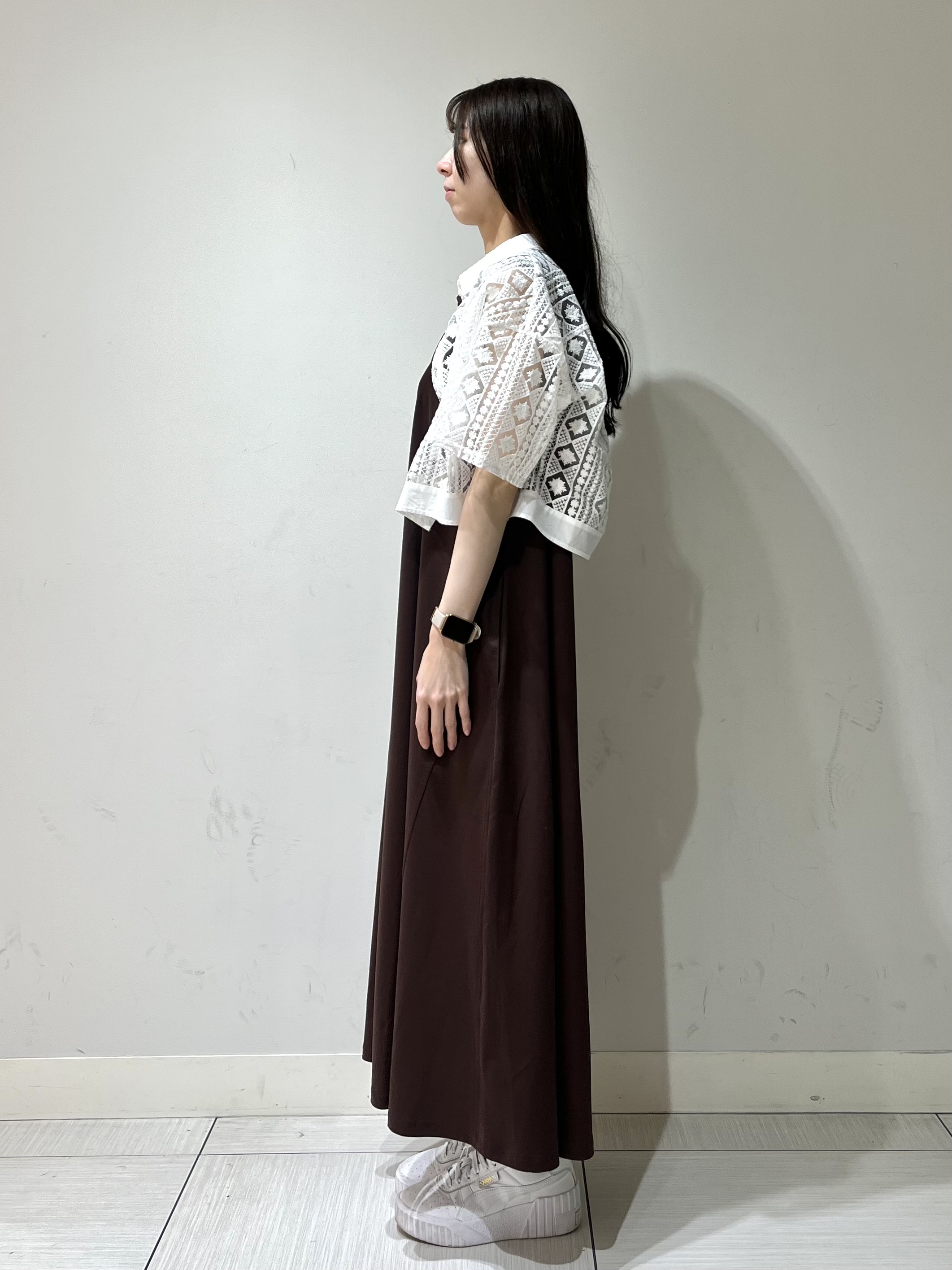 ことさんの「DRESSTERIOR｜【着映え/ハーフ袖】ウォッシャブルレース クロップドシャツ」を使ったコーディネート