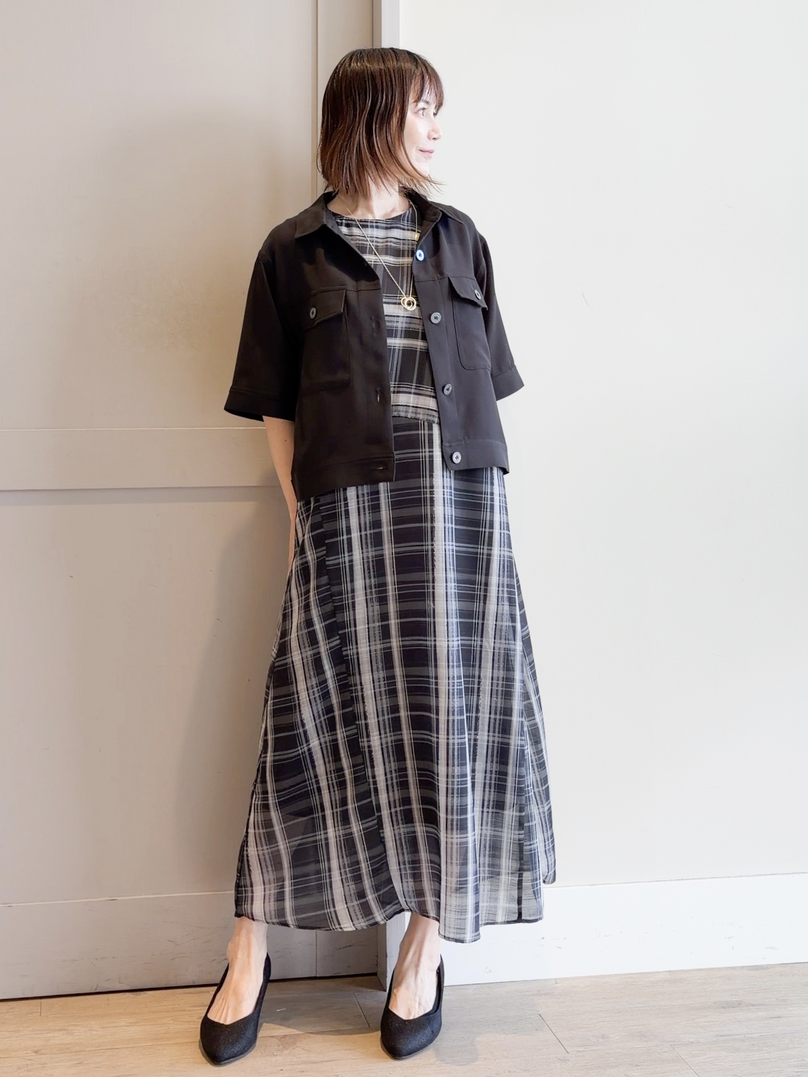 yamakoさんの「grove｜【吸水速乾・通気性・洗える】衿付きハーフジャケット」を使ったコーディネート