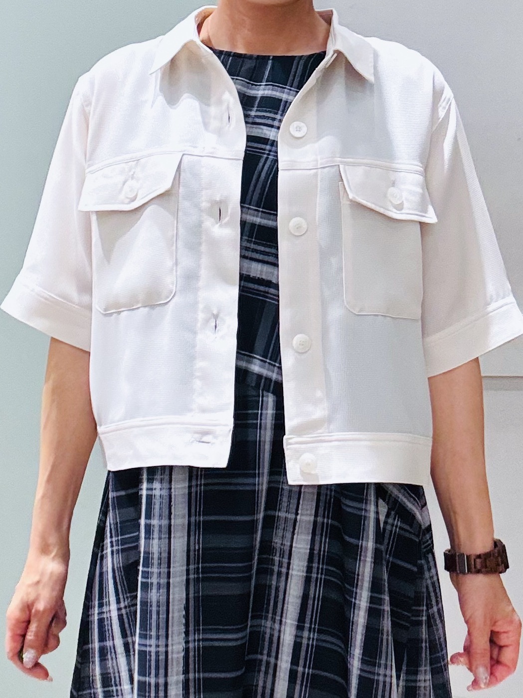 Komi☆さんの「grove｜【吸水速乾・通気性・洗える】衿付きハーフジャケット」を使ったコーディネート