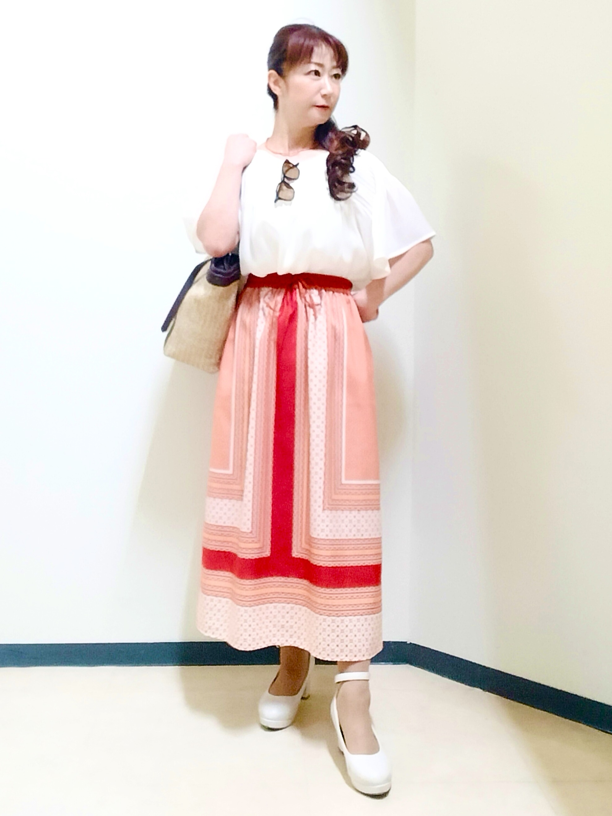 花さんの「Reflect｜ピンタックデザインフレアスリーブブラウス」を使ったコーディネート