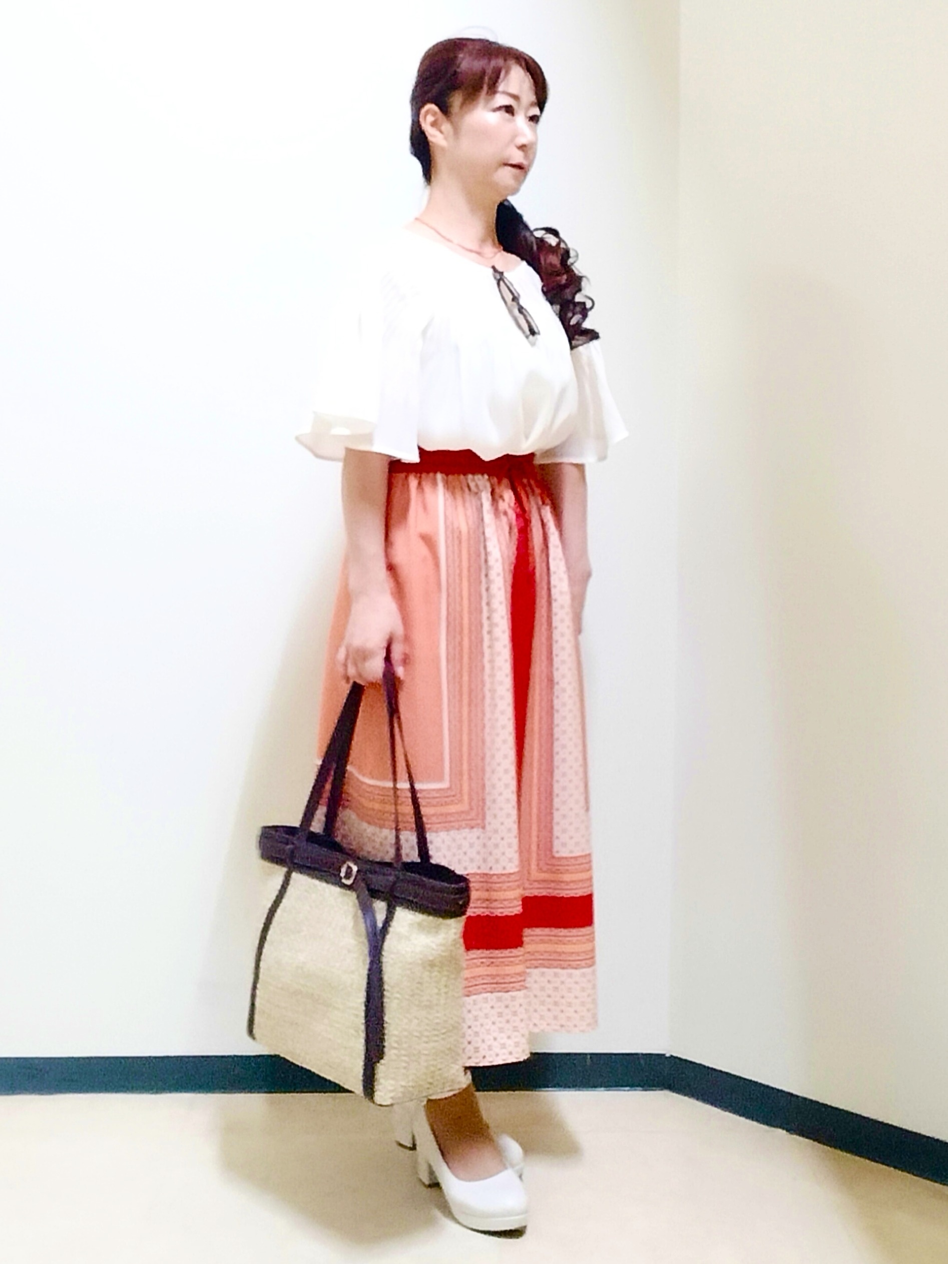 花さんの「Reflect｜ピンタックデザインフレアスリーブブラウス」を使ったコーディネート