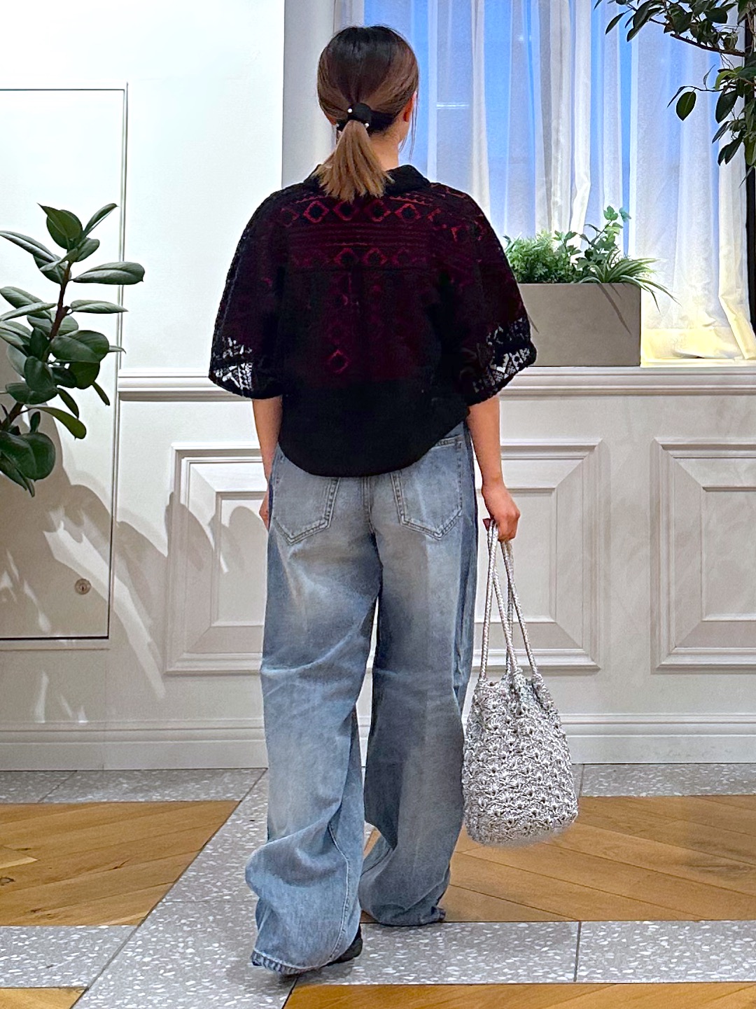 なべこさんの「DRESSTERIOR｜【着映え/ハーフ袖】ウォッシャブルレース クロップドシャツ」を使ったコーディネート