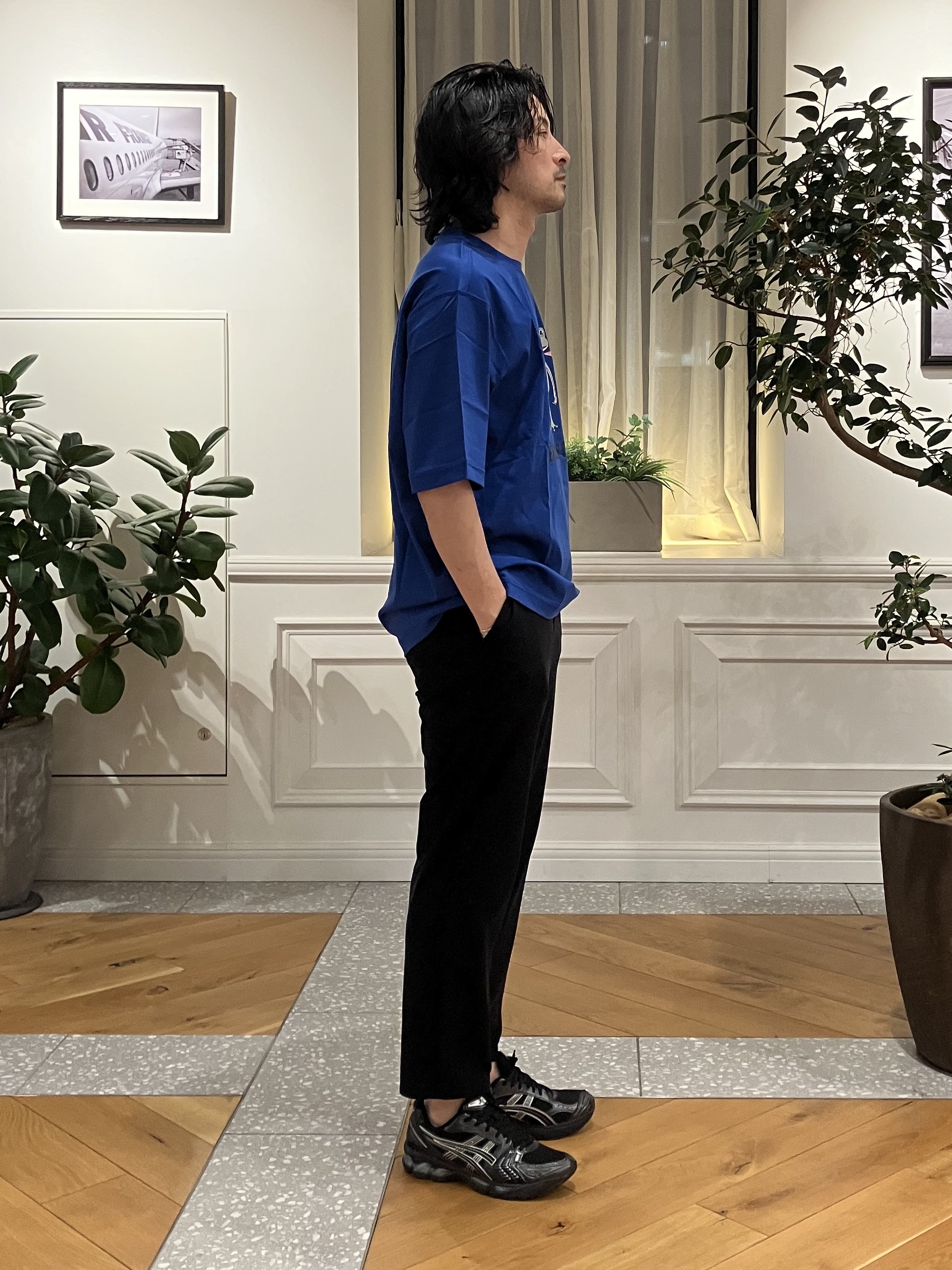 junyaさんの「DRESSTERIOR｜【接触冷感／抗菌防臭／消臭】ICE CLEAR COTTON フロッグオーバーフィットTシャツ」を使ったコーディネート