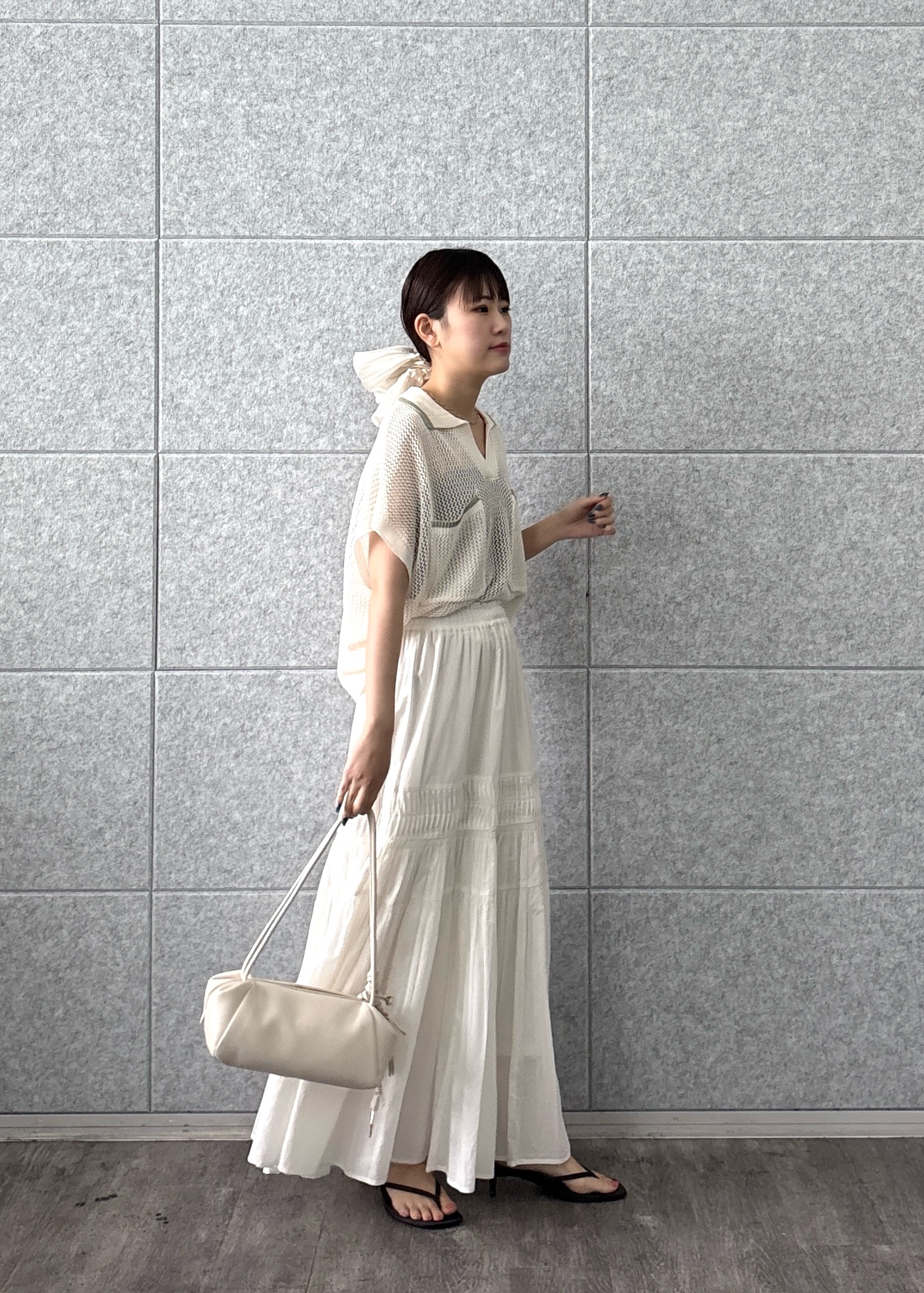Renoさんの「INDIVI｜メッシュポロドルマンニット」を使ったコーディネート