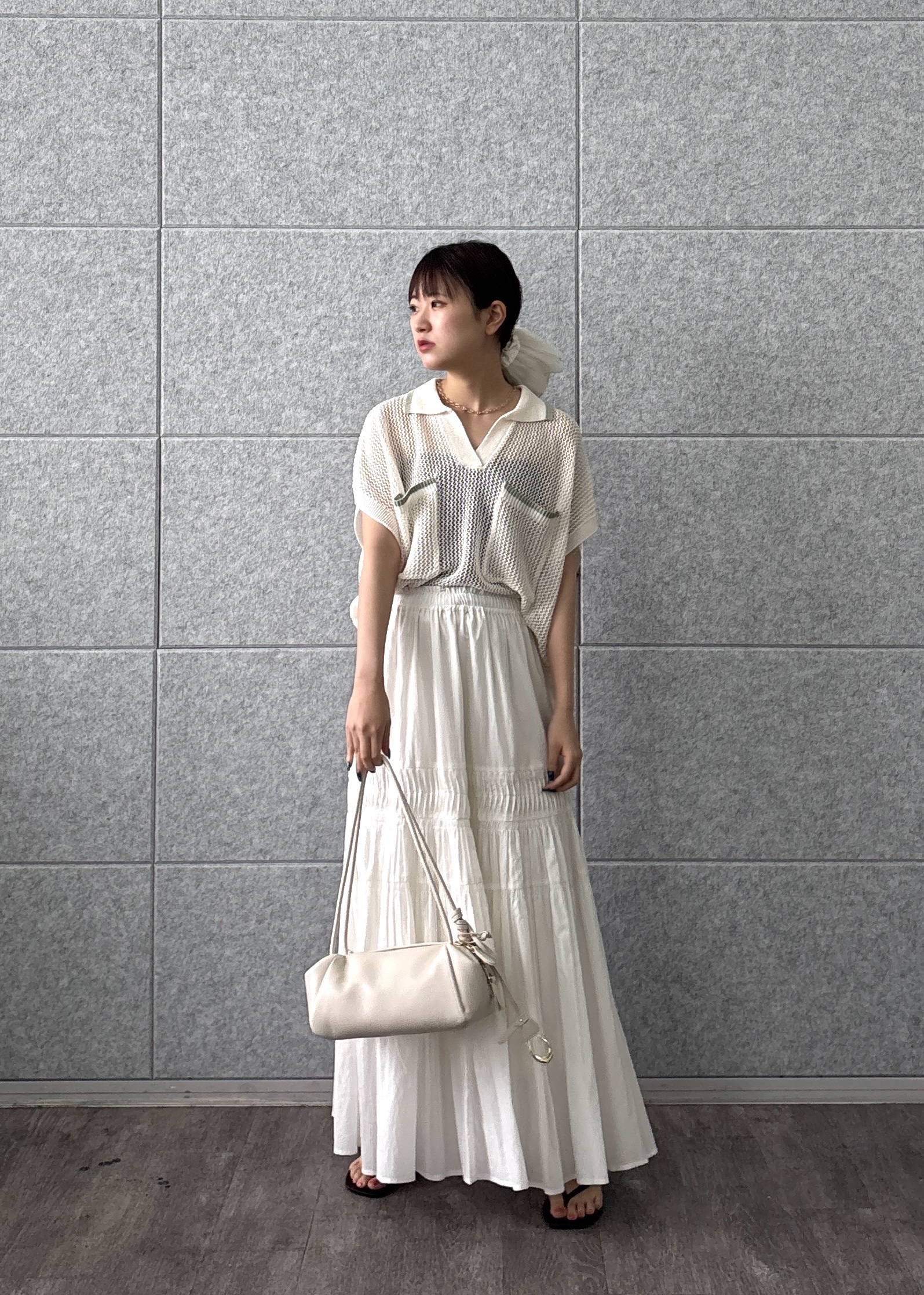 Renoさんの「INDIVI｜メッシュポロドルマンニット」を使ったコーディネート