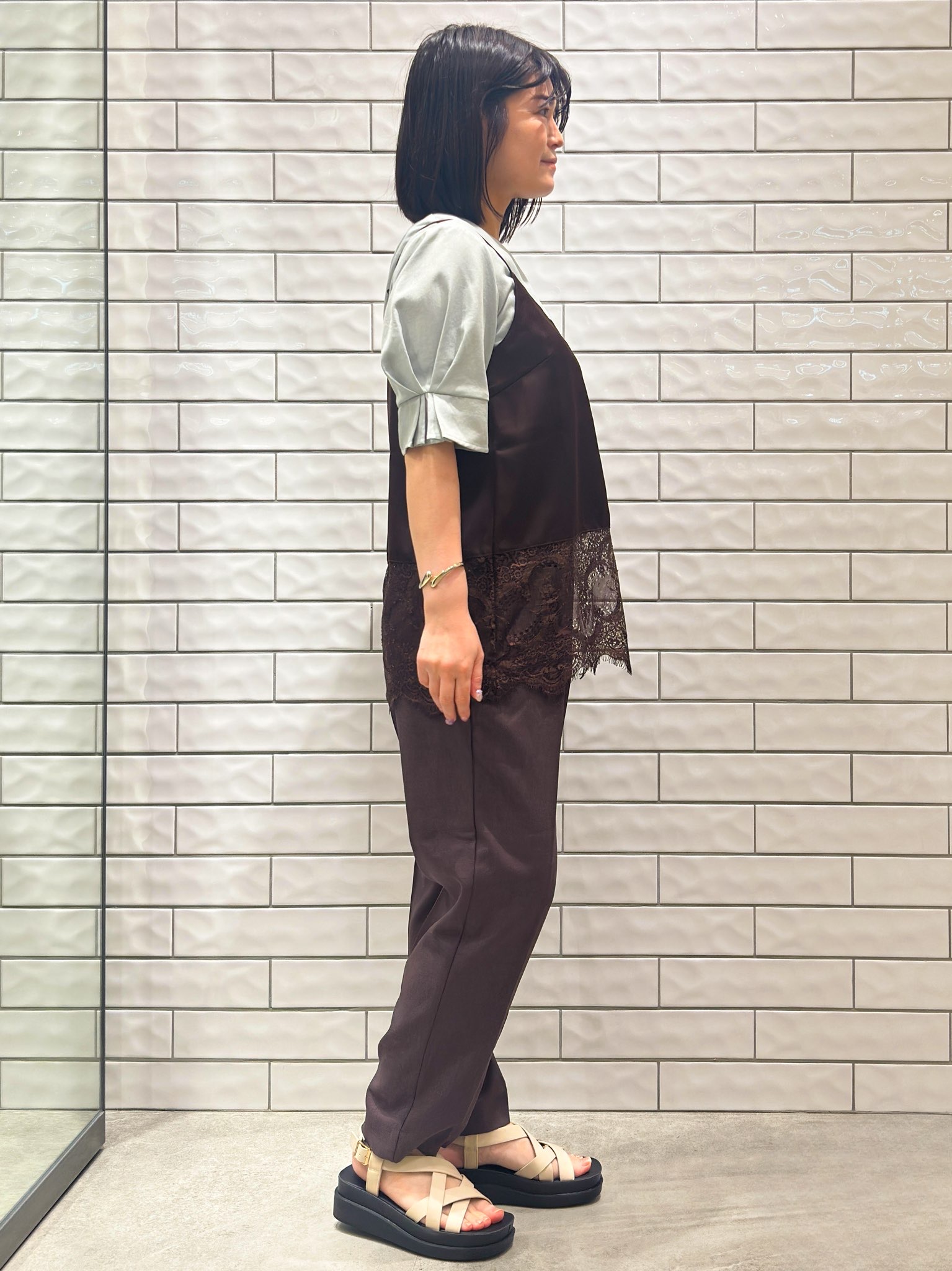 Minさんの「OPAQUE.CLIP｜【接触冷感】タックパフスリーブブラウス《吸水速乾／防シワ／洗濯機OK／XS～3L／6col》」を使ったコーディネート