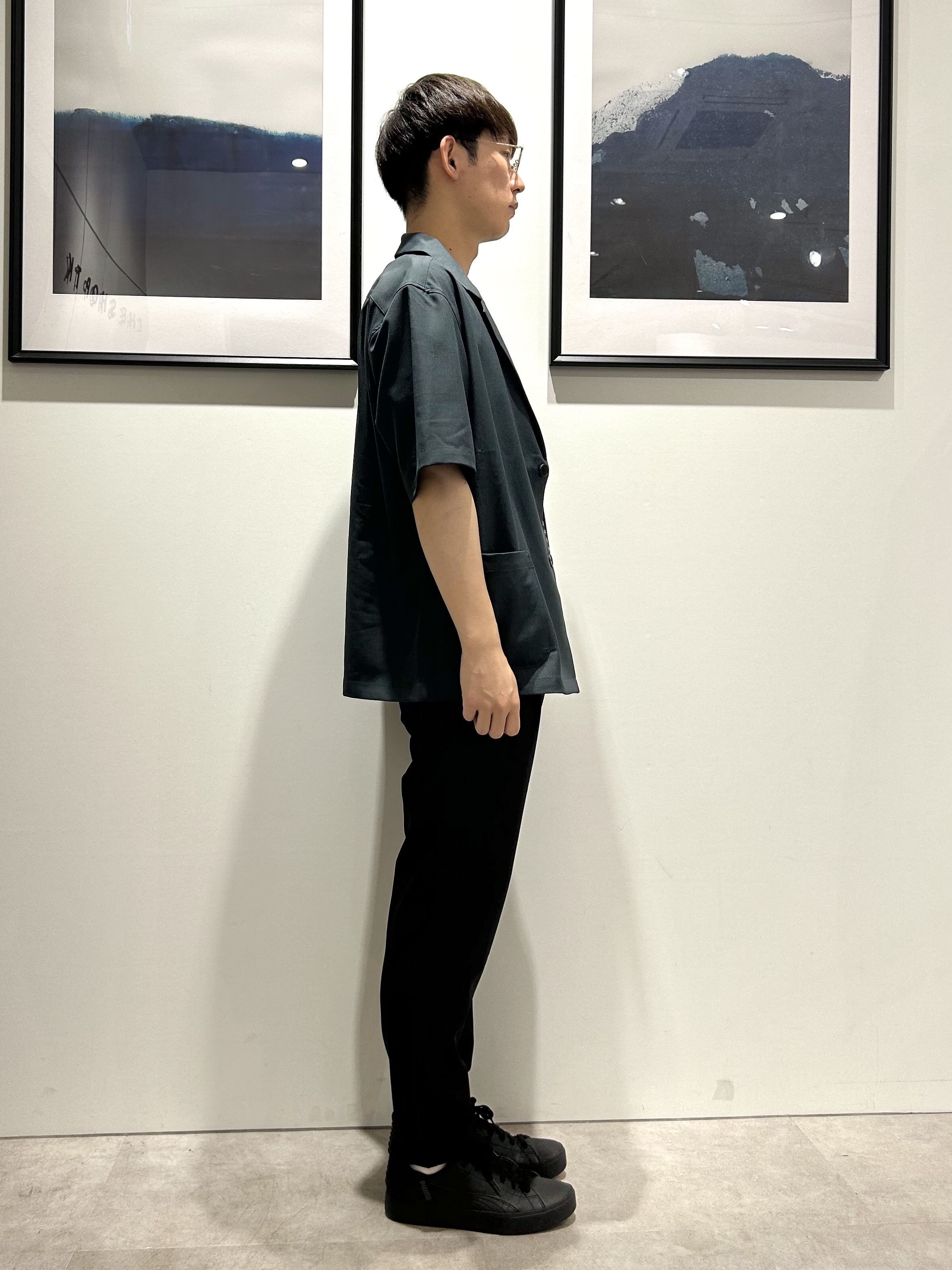 。さんの「THE SHOP TK｜リラックスワイド 5分袖ジャケット セットアップ可／洗濯機OK」を使ったコーディネート
