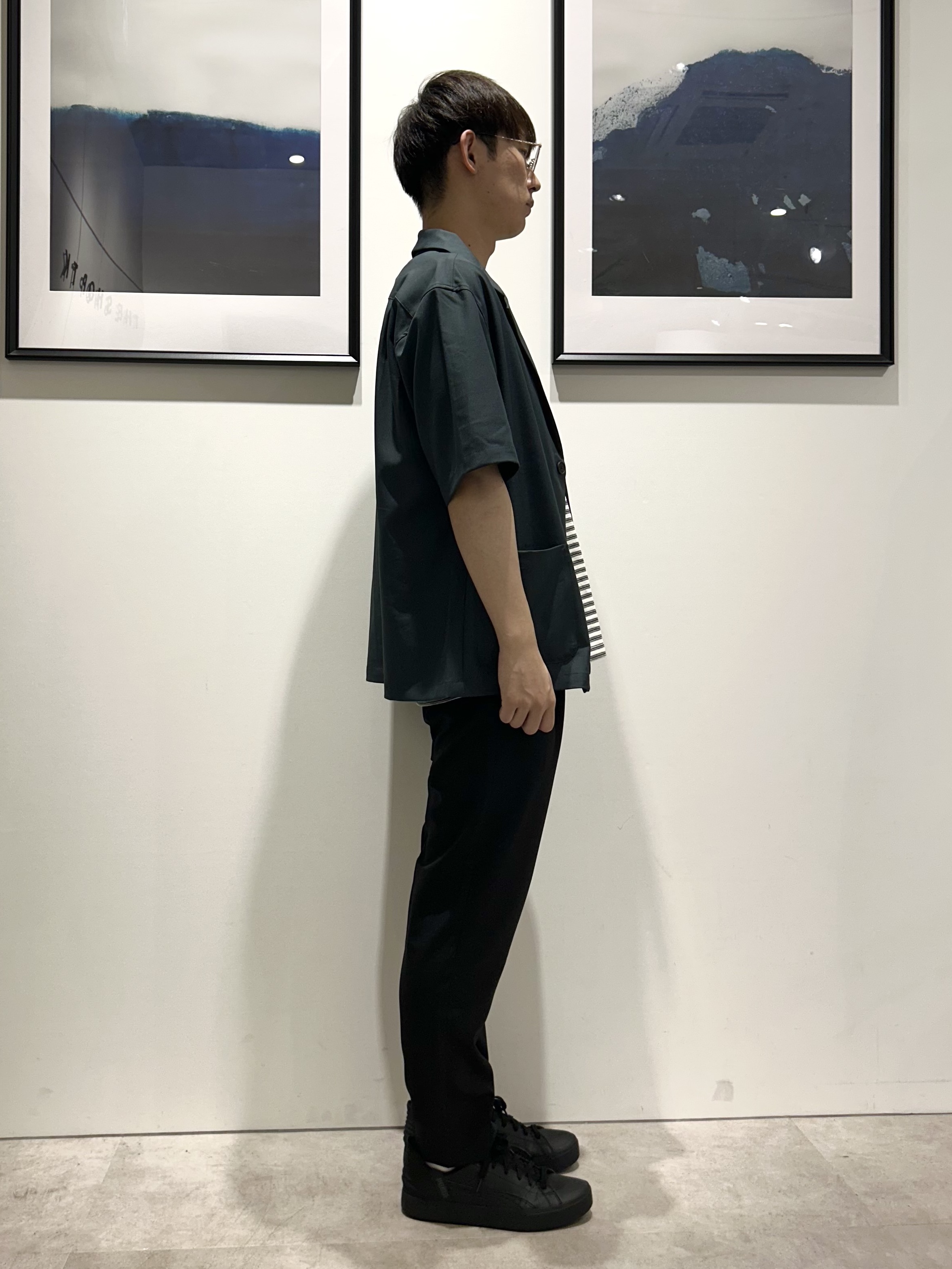 。さんの「THE SHOP TK｜リラックスワイド 5分袖ジャケット セットアップ可／洗濯機OK」を使ったコーディネート