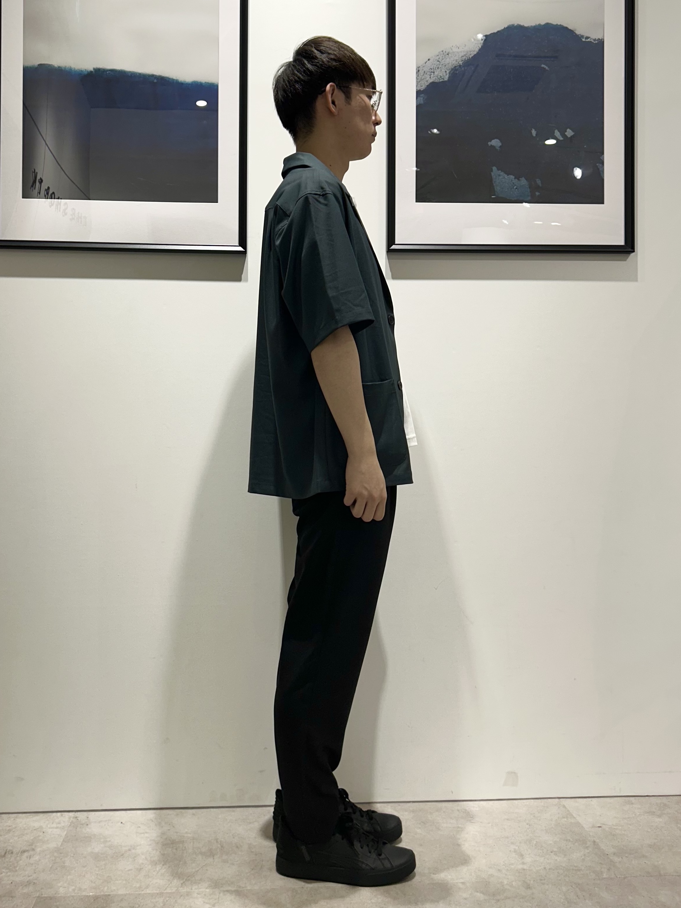 。さんの「THE SHOP TK｜リラックスワイド 5分袖ジャケット セットアップ可／洗濯機OK」を使ったコーディネート